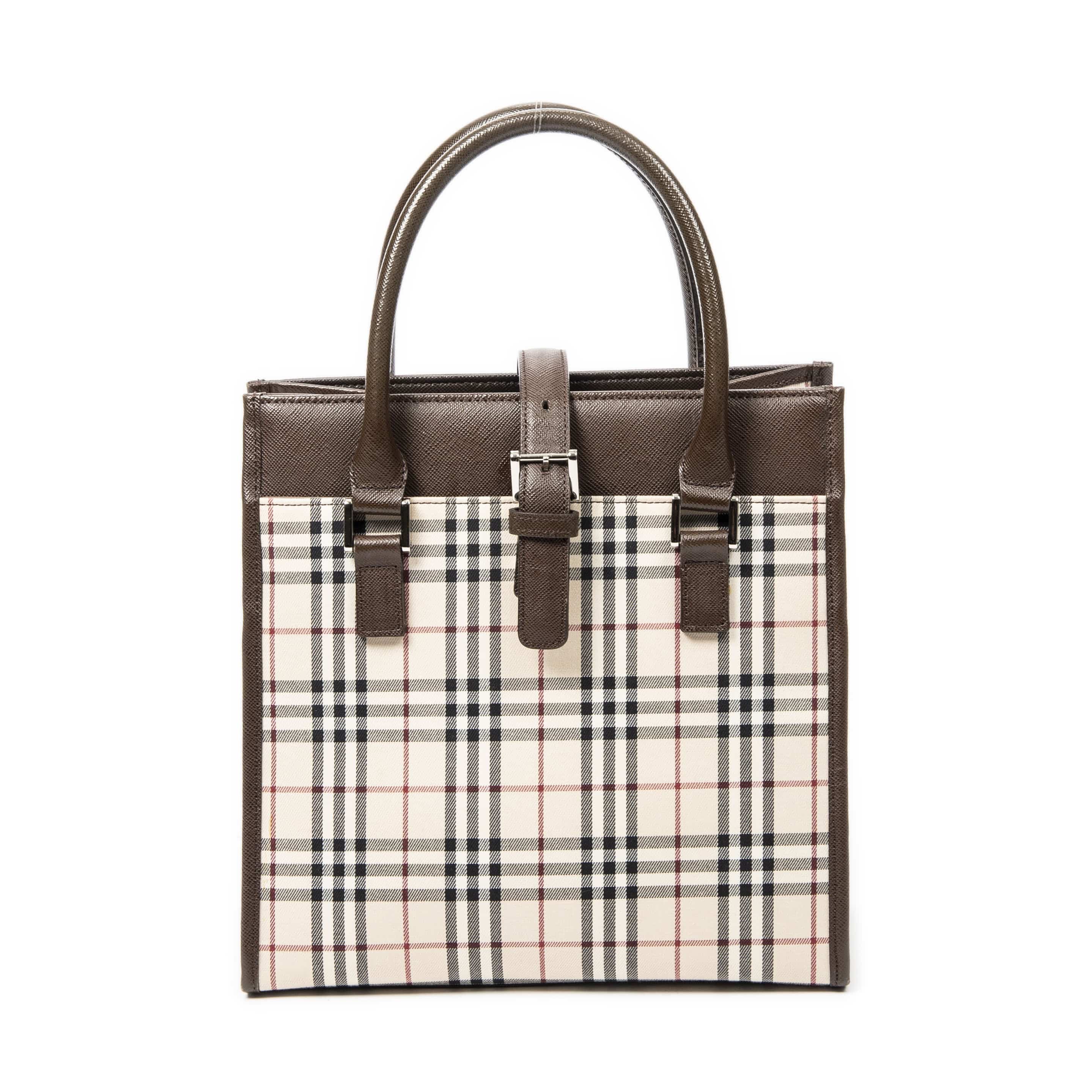Burberry Burberry Beige/Brown Canvas Small Square Tote AAY5446