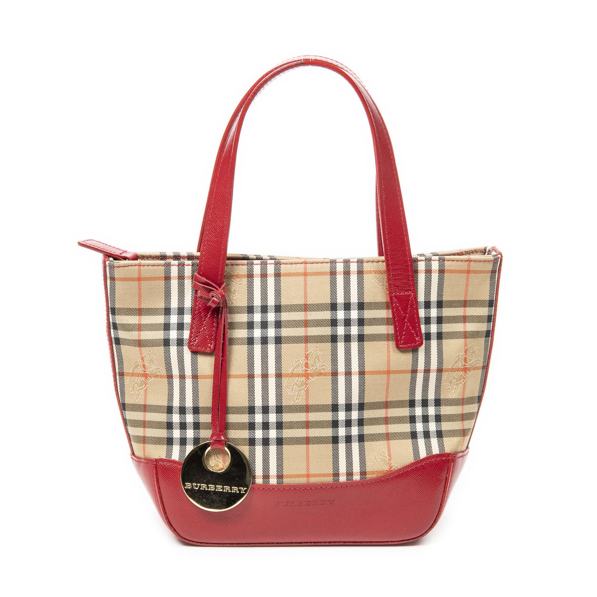 Burberry Burberry Beige/Red Canvas Mini Zip Shopping Tote AAY7972