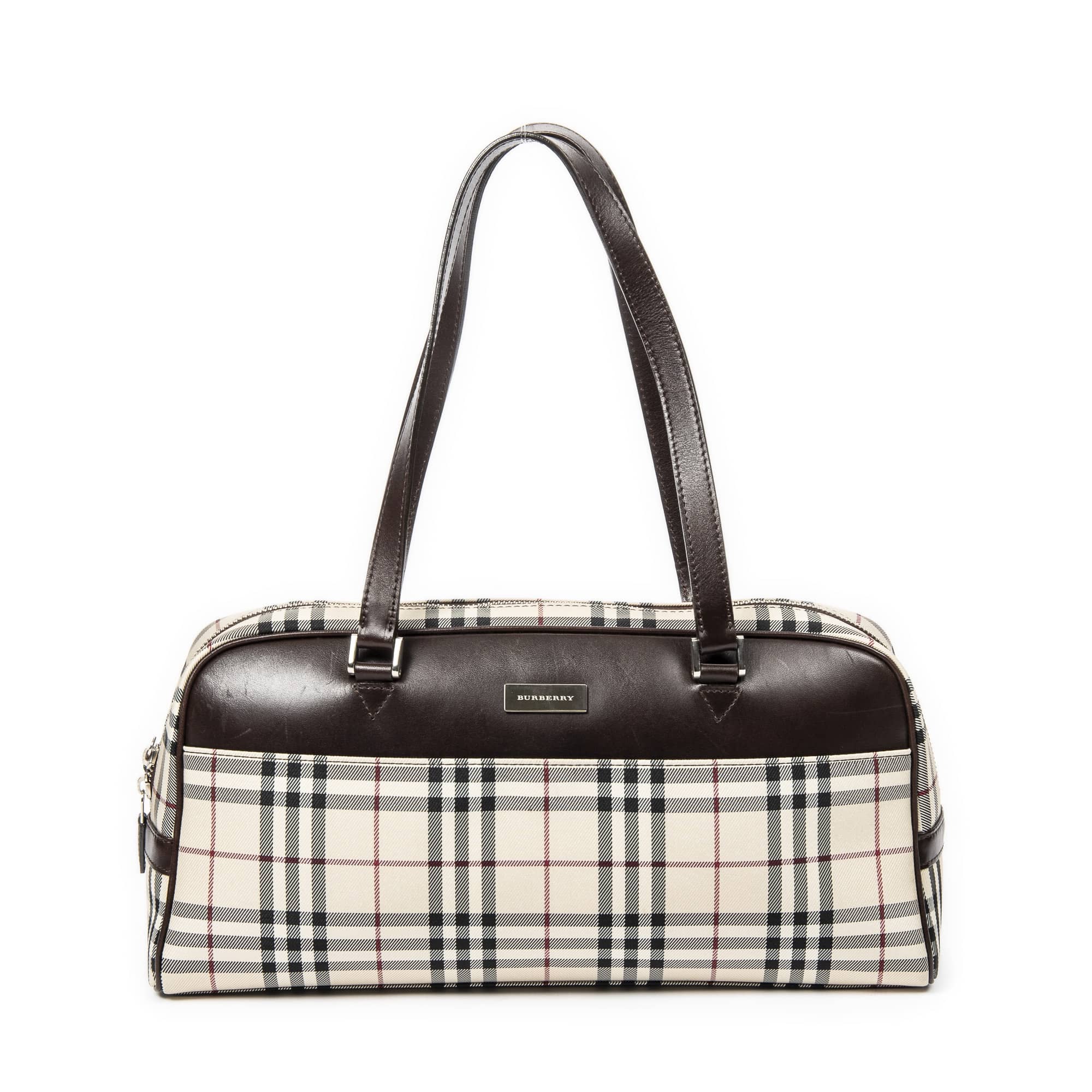 Burberry Burberry Beige/Dark Brown Canvas Rectangular Bowler AAY3725