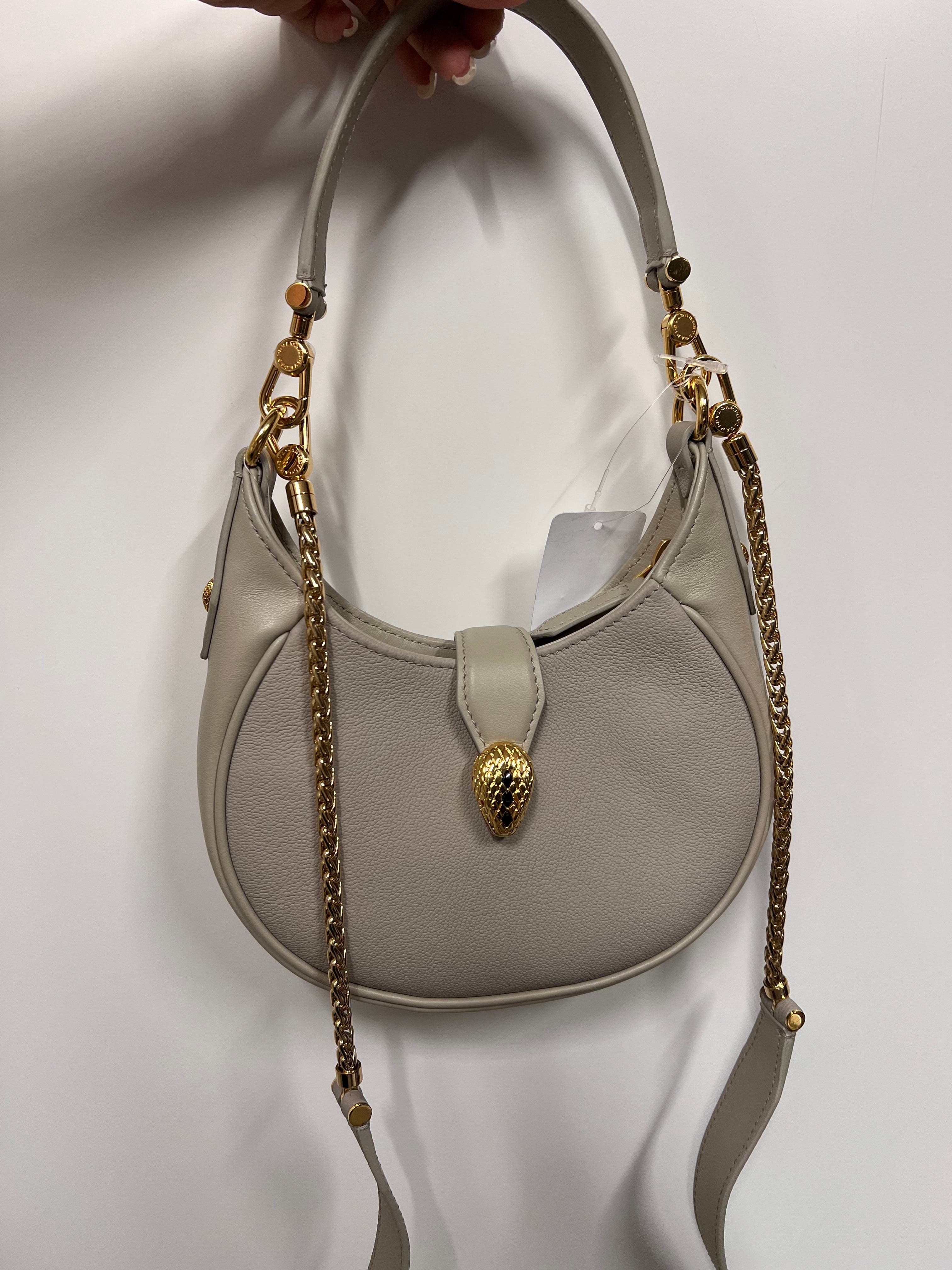 BVLGARI BVLGARI Leather Gray Serpenti Hobo 2 Way Bag B09034UNYJ