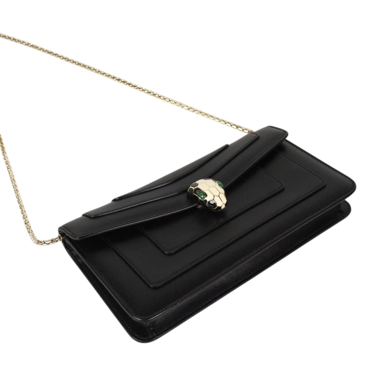 Bvlgari Bvlgari Black Serpenti Clutch with Chain Bag - Full Set