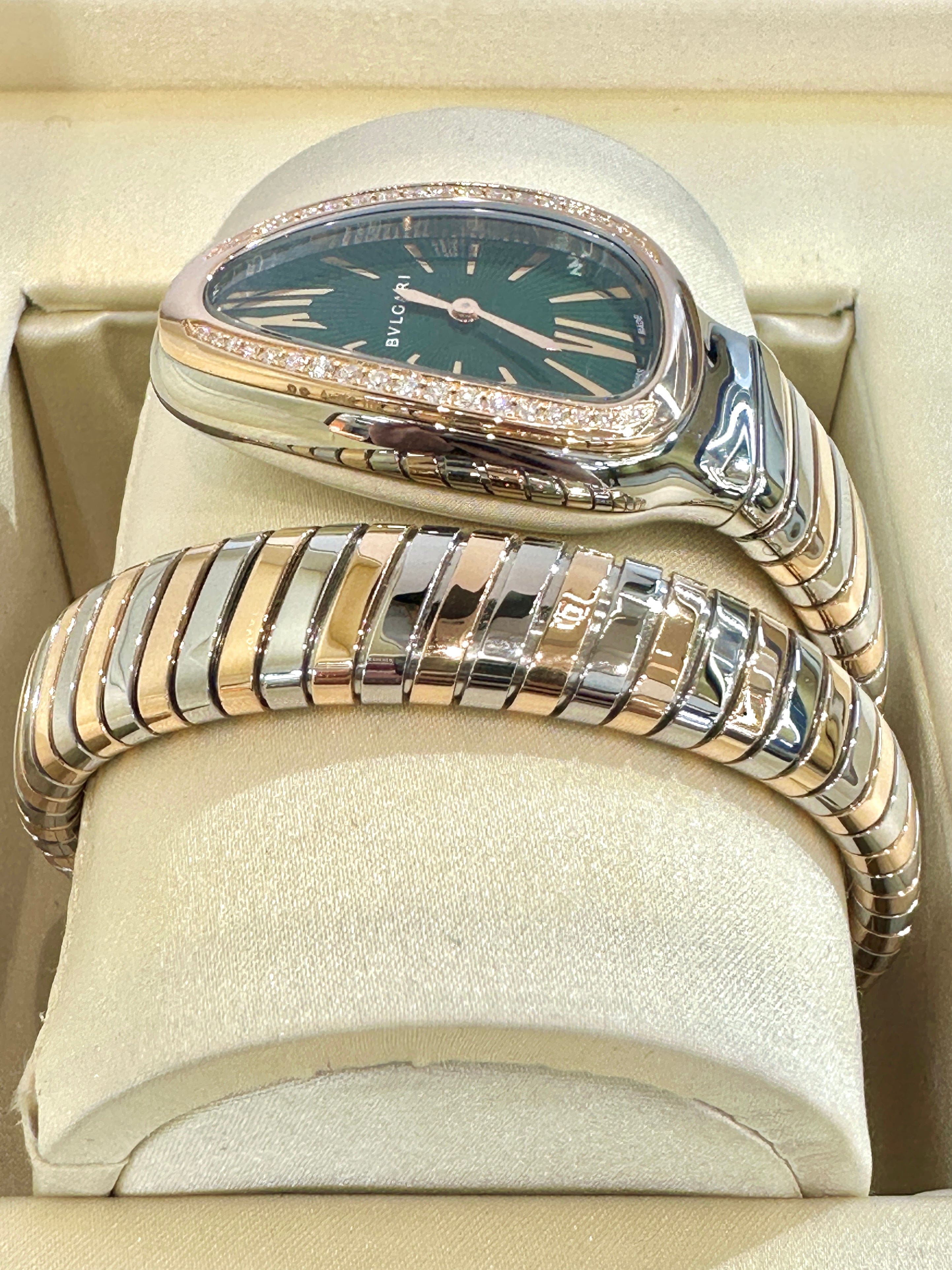 Bvlgari Bvlgari Serpenti Tubogas 35mm Diamond Watch 18K Gold & Steel