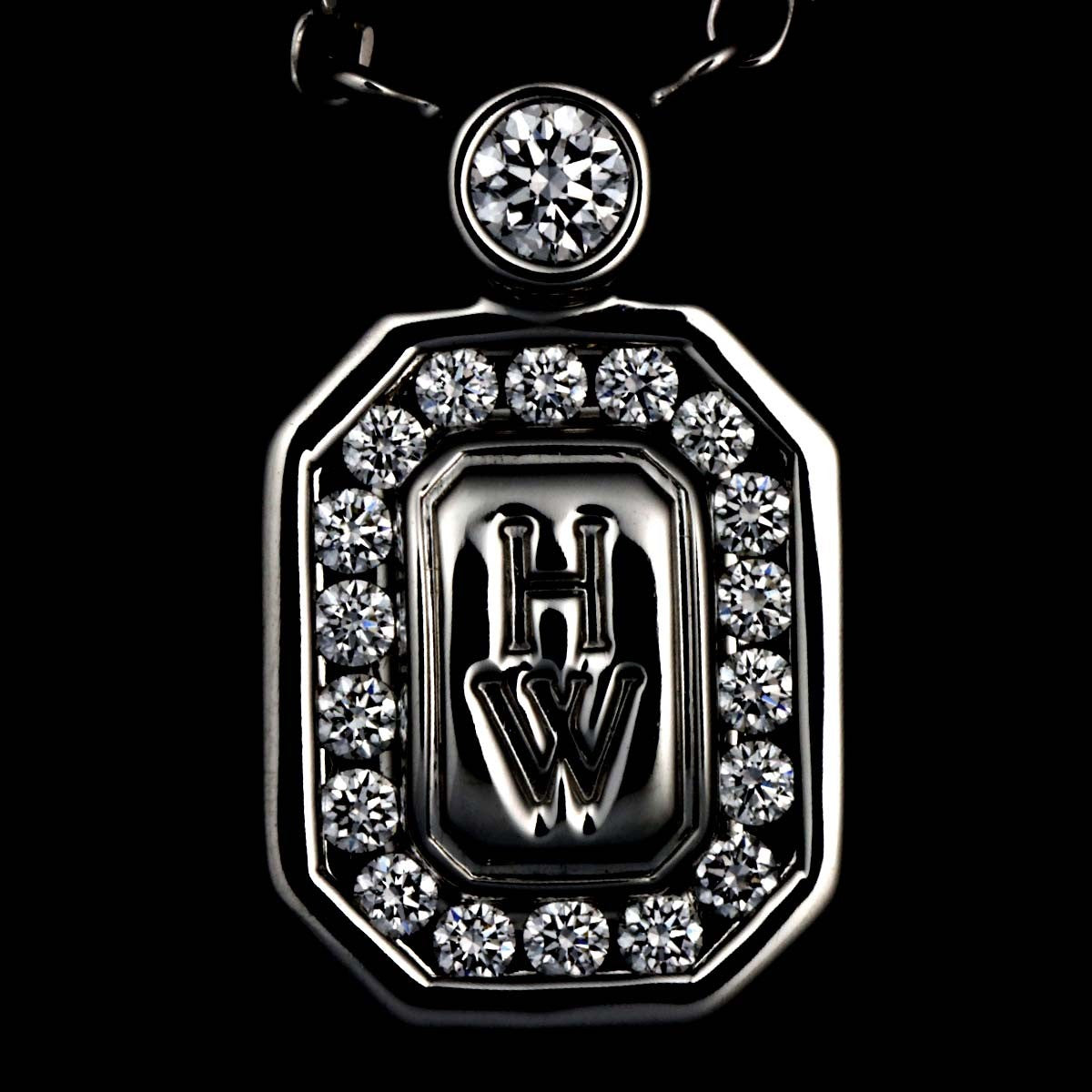 HARRY WINSTON HW Logo Diamond Necklace Pt 902939425