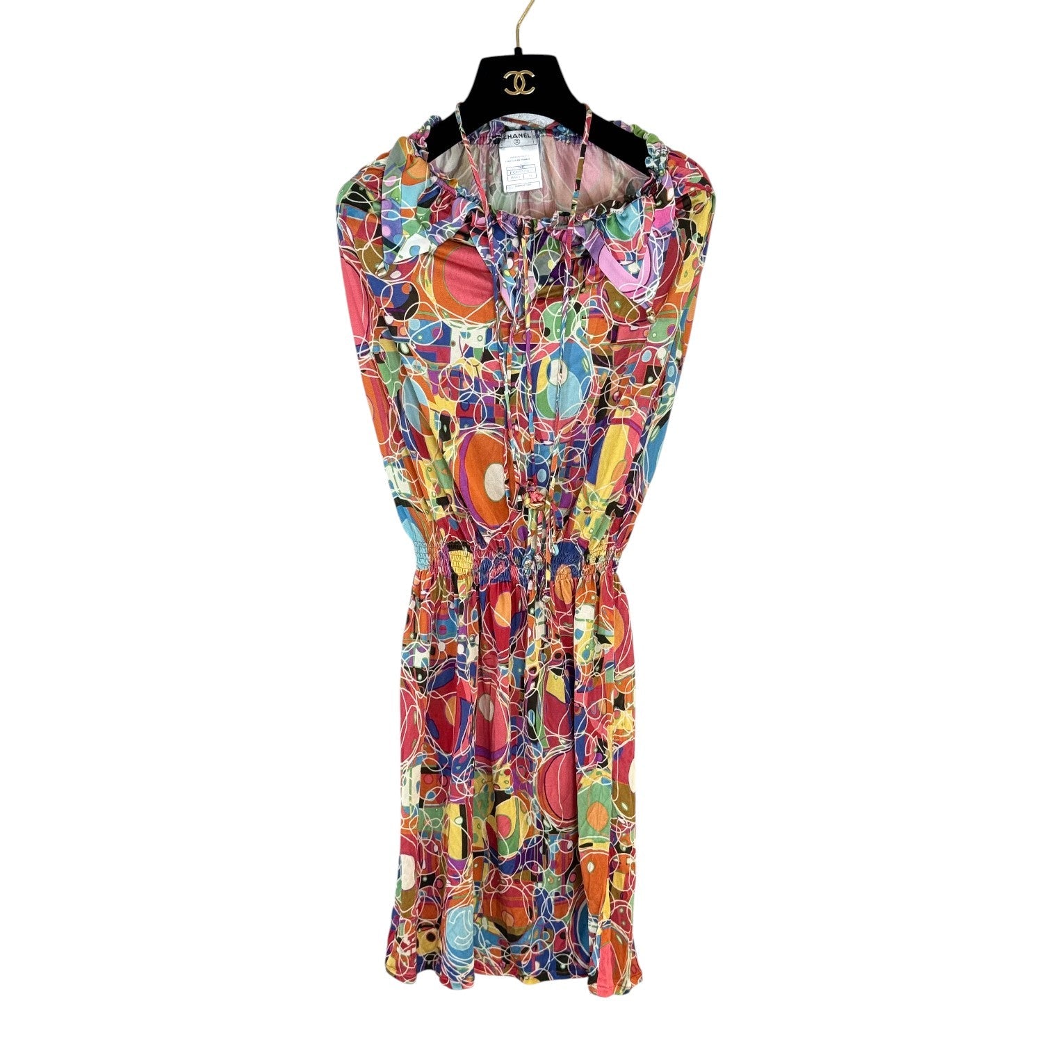 Chanel Multicolour Printed Silk Halter Neck Dress #34 08P