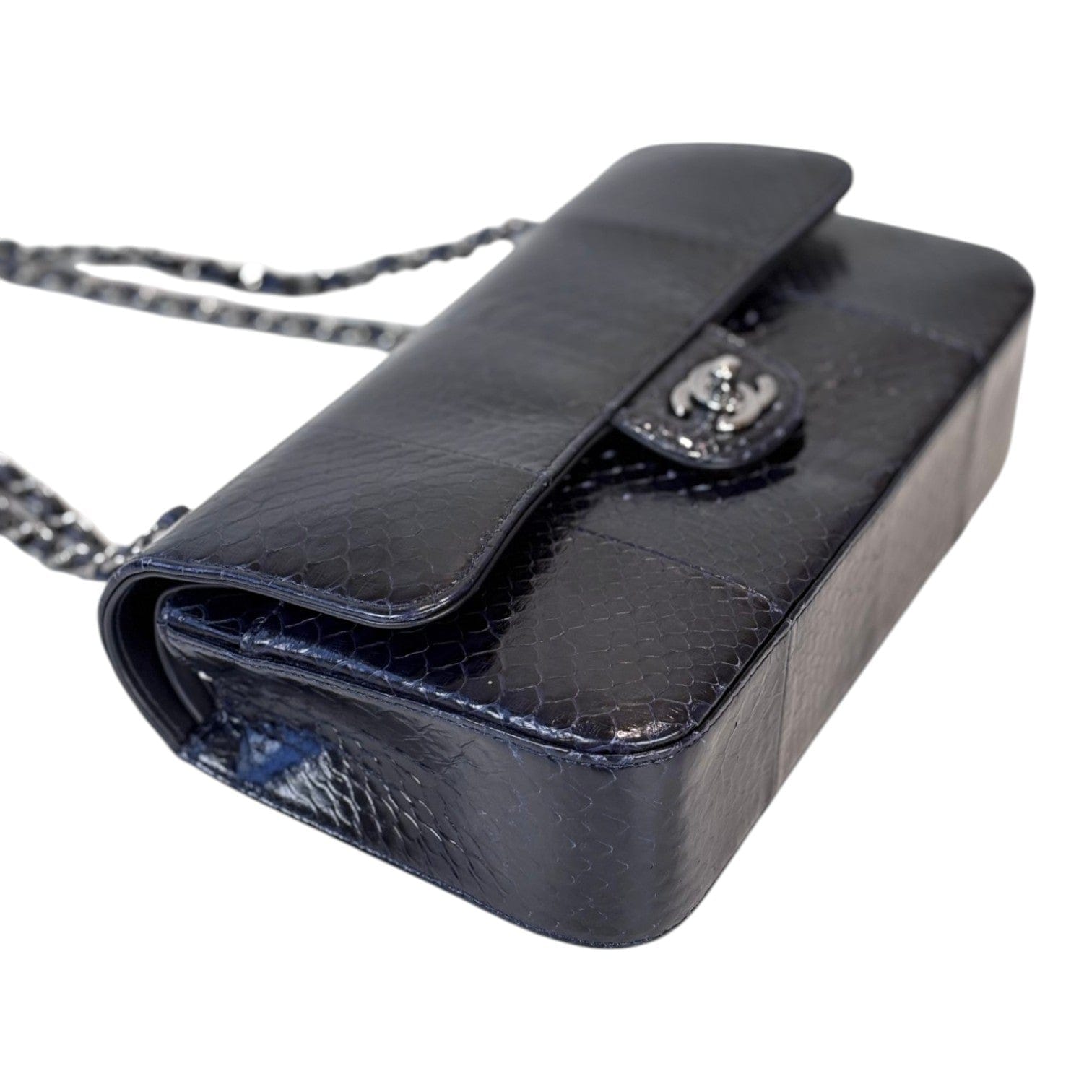 Chanel Classic Flap Medium Midnight Blue Python Bag