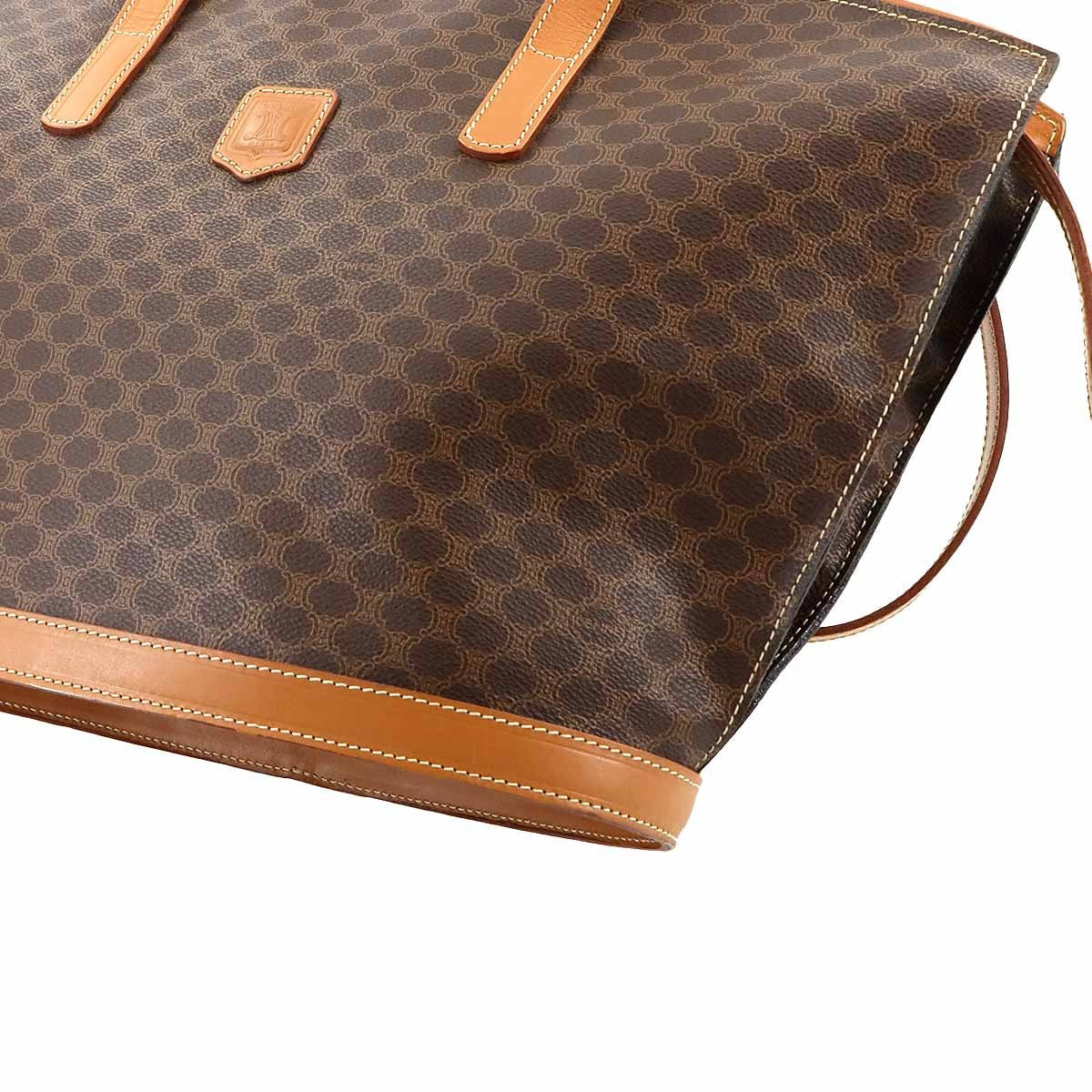 CELINE Macadam Tote Bag PVC Leather Brown Vintage Purse 902752657