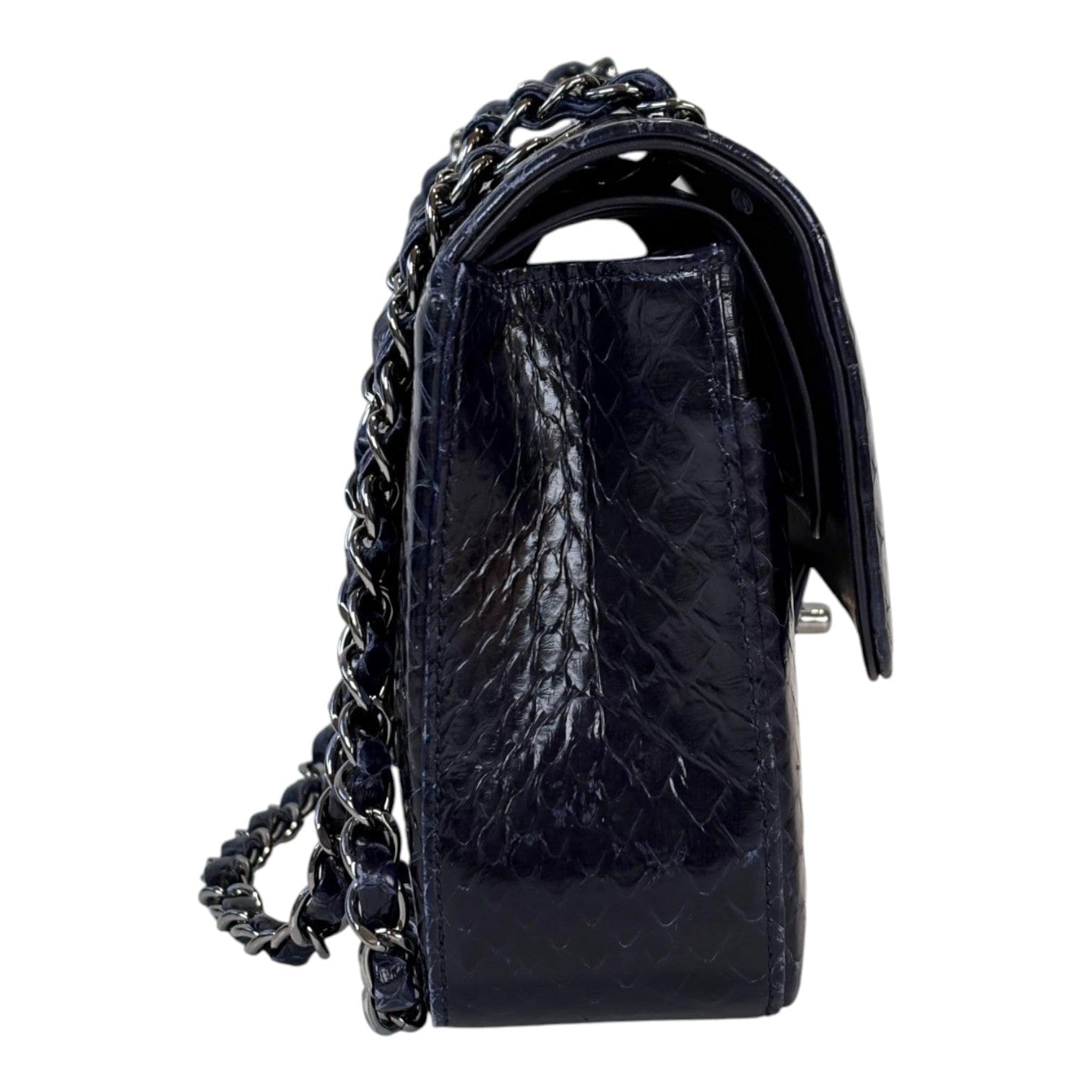 Chanel Classic Flap Medium Midnight Blue Python Bag