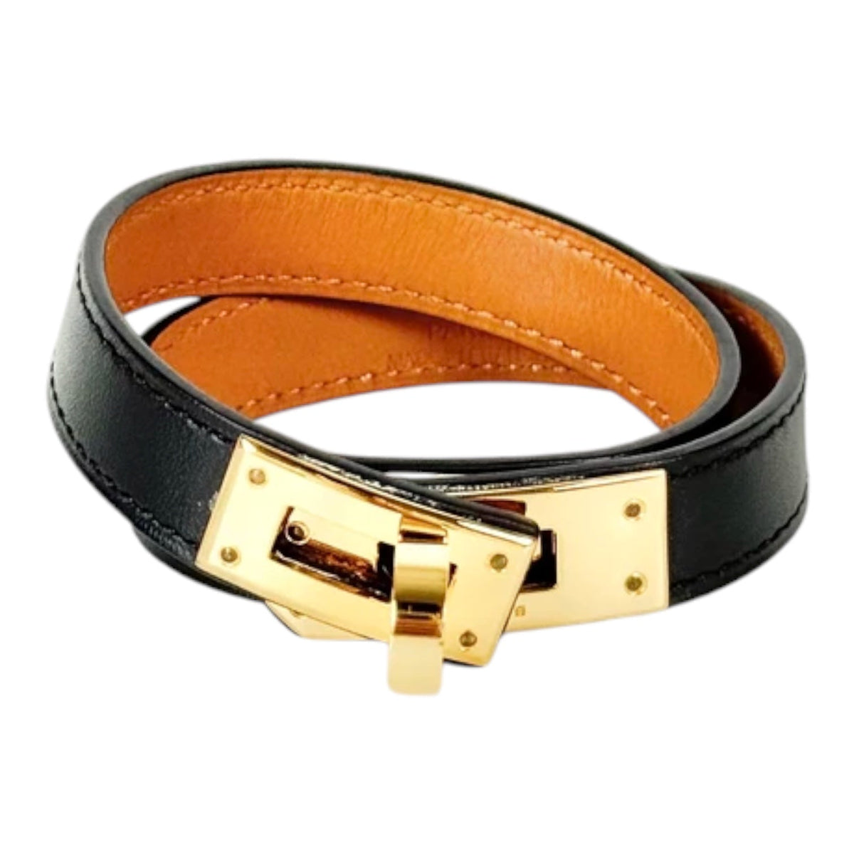 Hermes Black Kelly Double Tour Bracelet with GHW