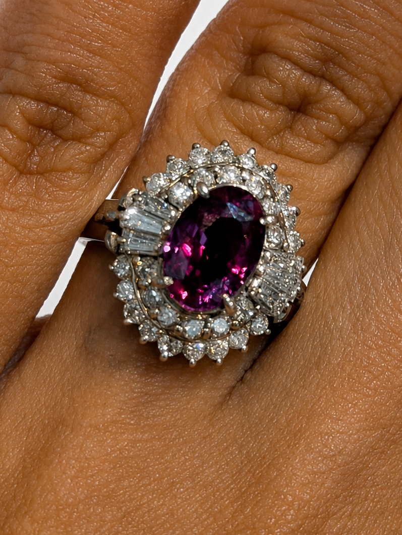 #12 Ring in Pt850 - Purple Sapphire 2.556 + D1.23 (GIA / Madagascar) 8540 JJC1316