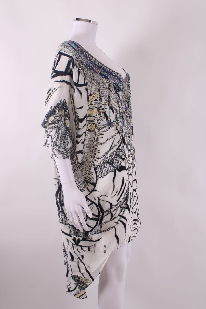 Camilla Camilla S/S Crystal Zebra Print Kaftan Blouse Black/ White O/S