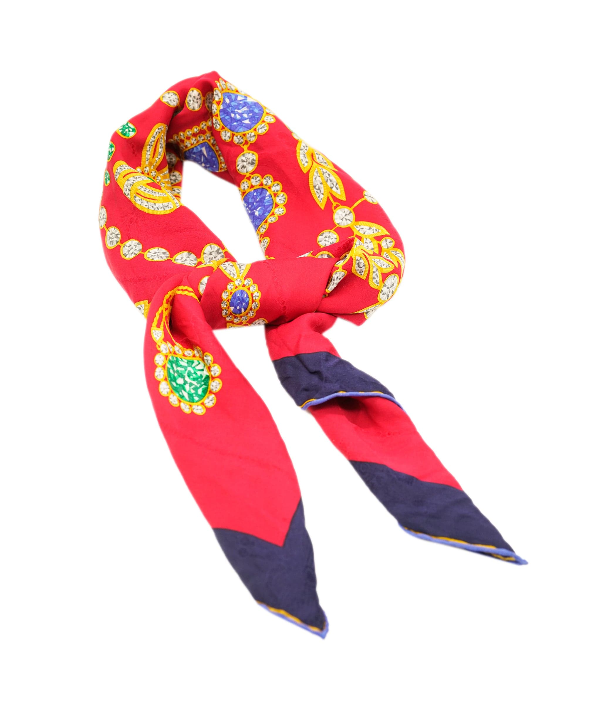 Cartier Cartier must de Cartier Red Printed Jewels Silk Scarf AKL0054