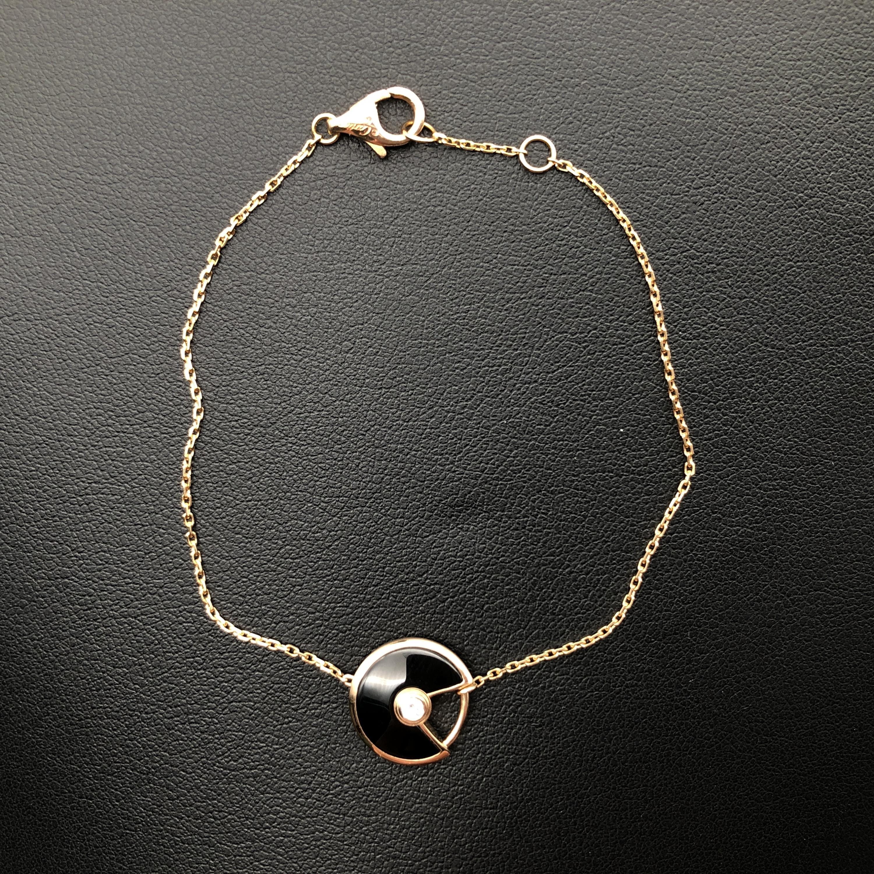 Cartier Cartier Amulette de Cartier Extra-Small Onyx 1P Diamond Bracelet, PG750, 2.1g, 6.2inch C387224