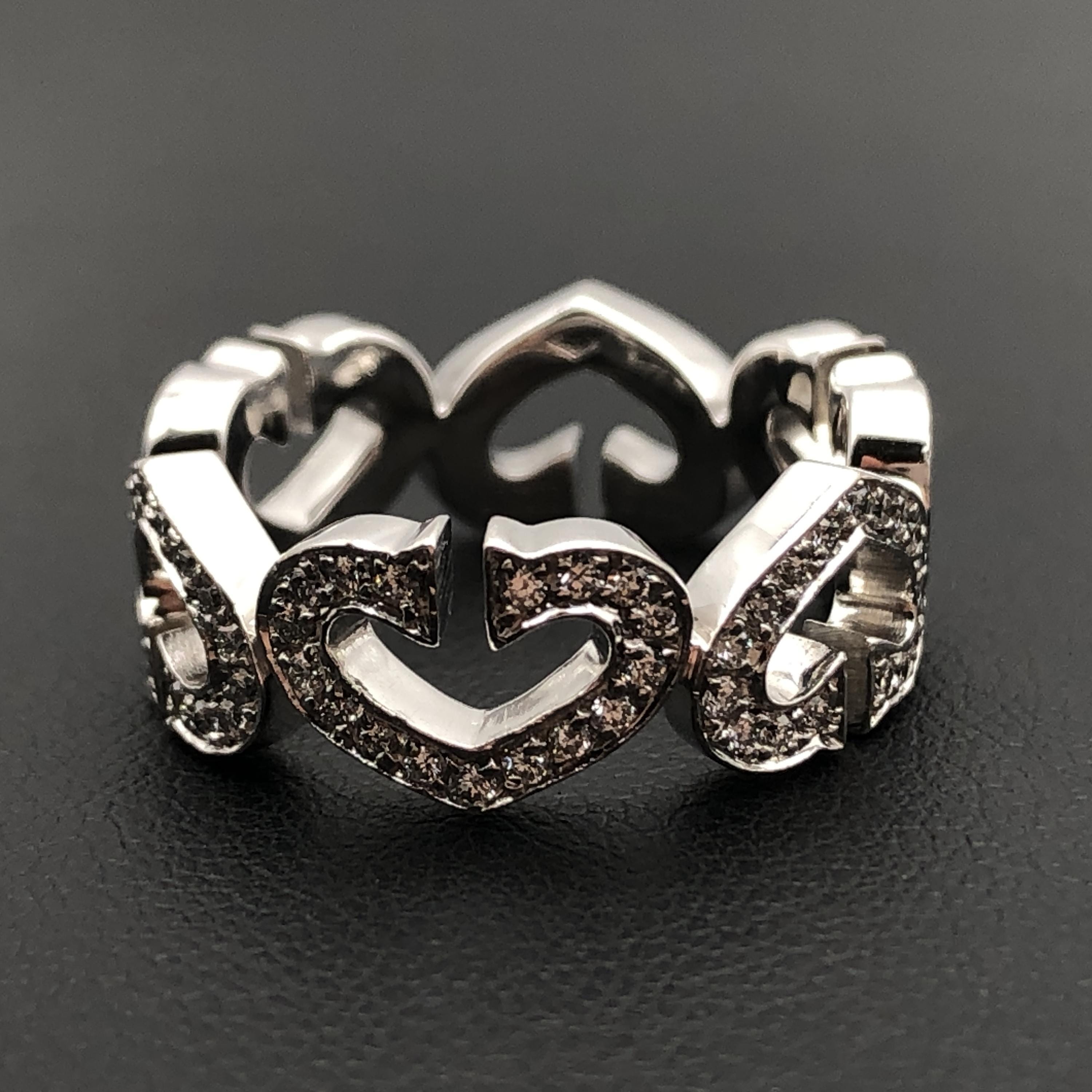 Cartier Cartier C Heart Full Diamond Ring, WG750, 7.5g, US Size 6, Repair Certificate Included C297118