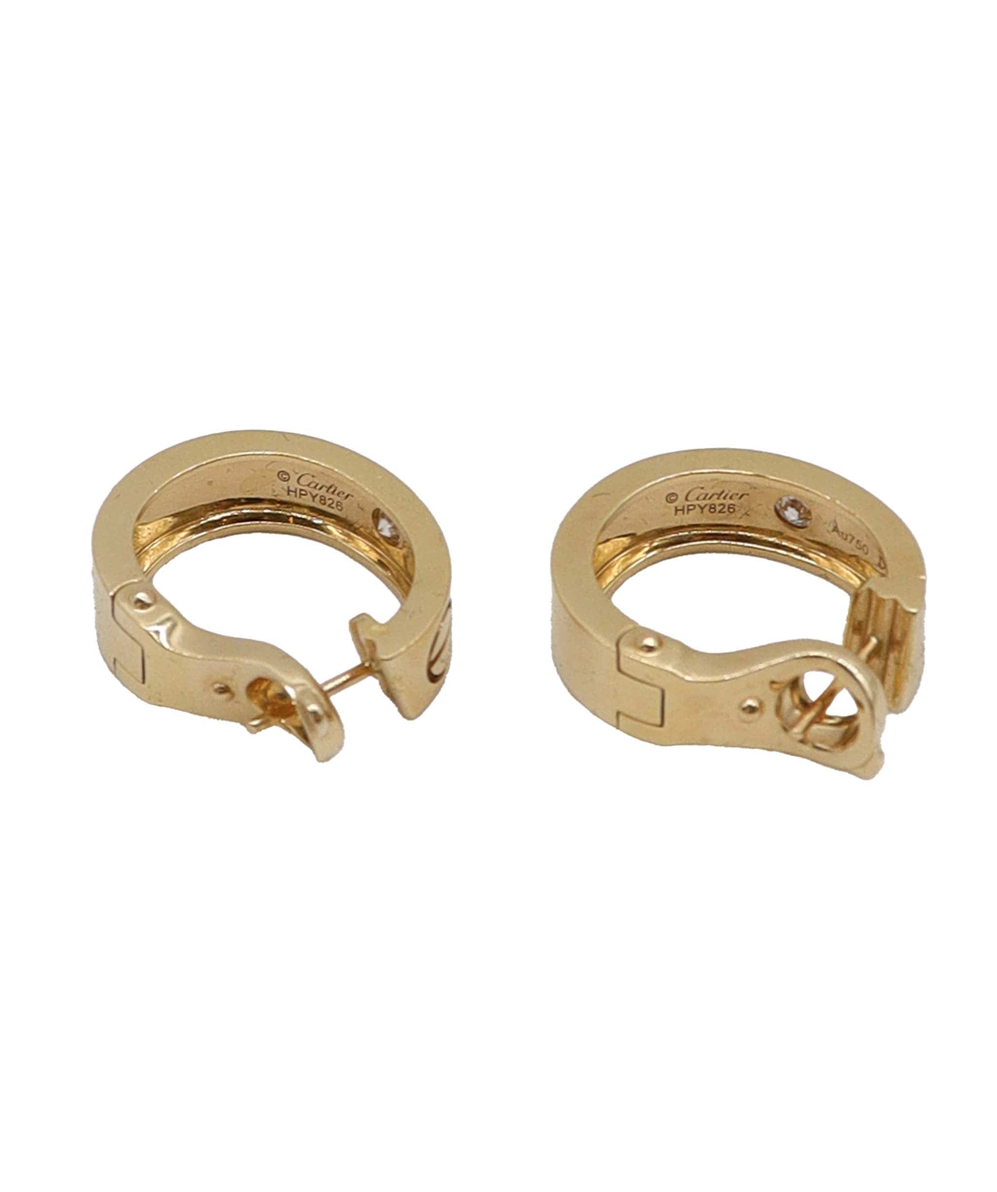 Cartier Cartier Love Hoop Yellow Gold Earrings Classic Model 2 Diamonds (Pierced) SKC2022