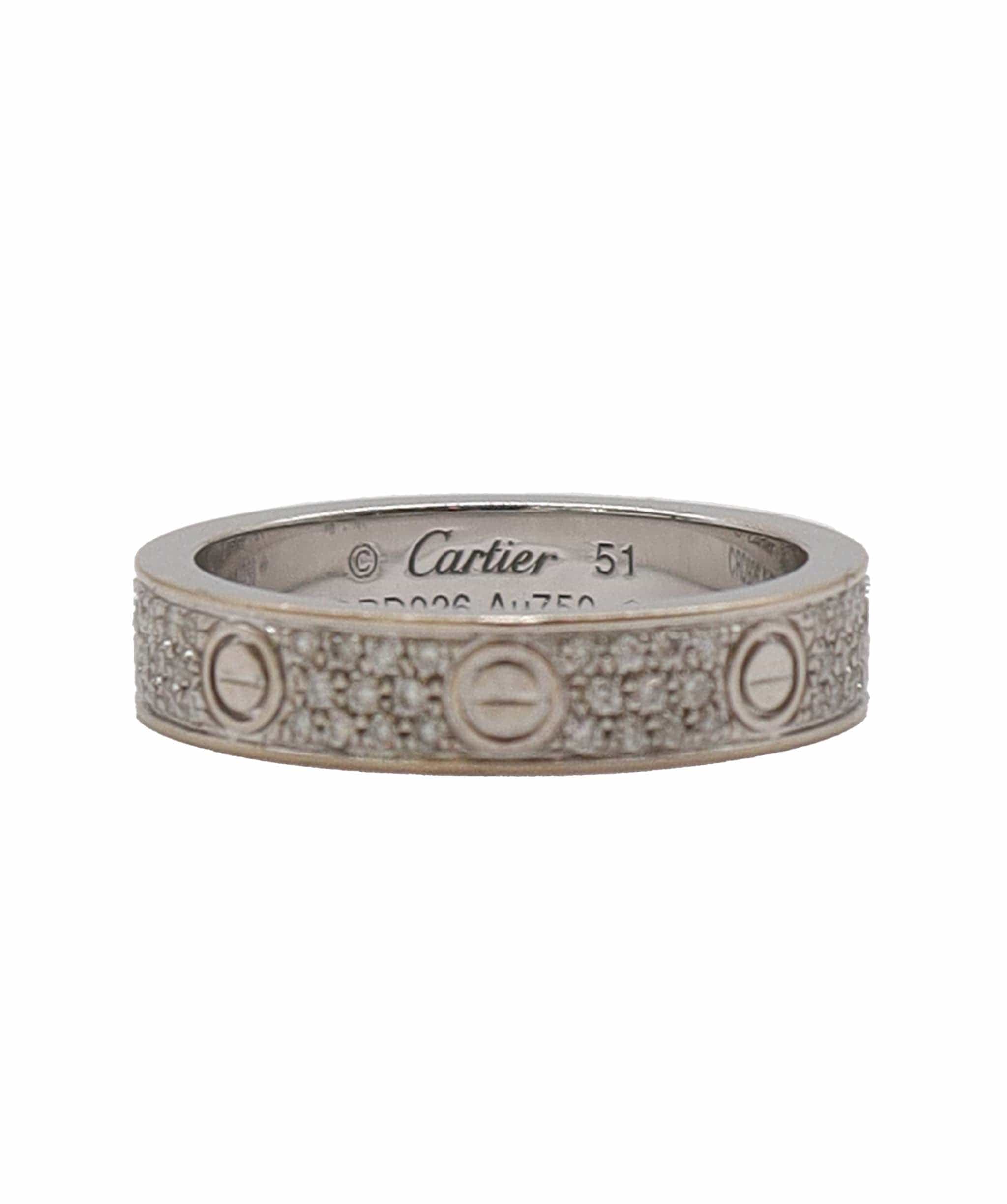 Cartier Cartier Love Ring Pave Diamonds WG Small Model #51 SKC2023