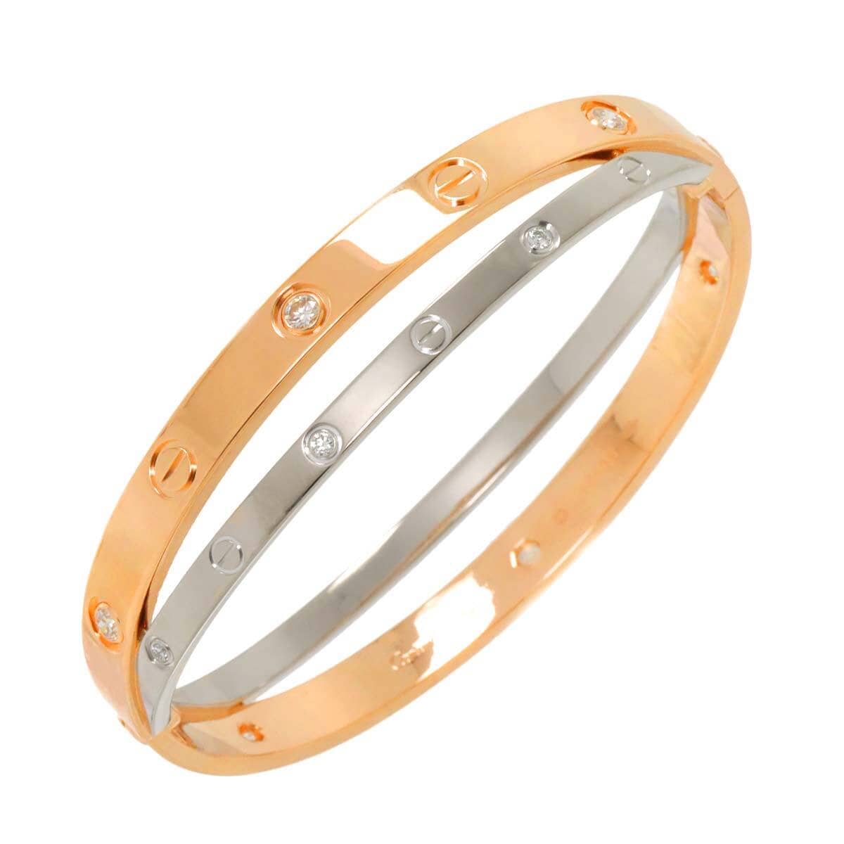 Cartier Cartier Love Bracelet Diamond 12P 18K K18 PG WG 750 size17 90278399