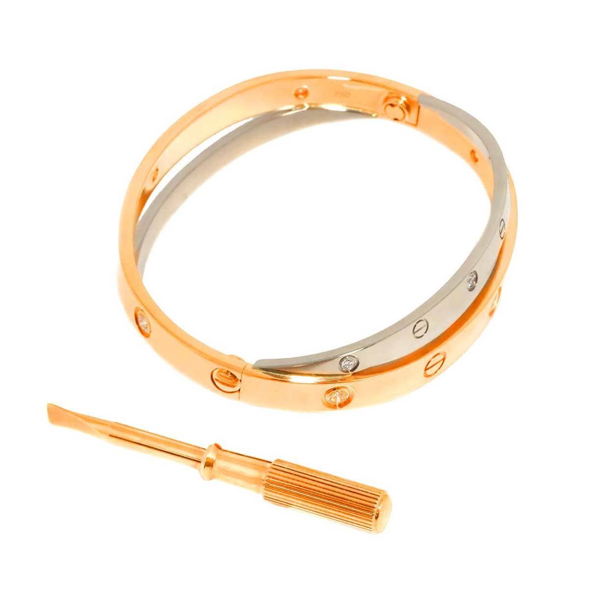 Cartier Cartier Love Bracelet Diamond 12P 18K K18 PG WG 750 size17 90278399