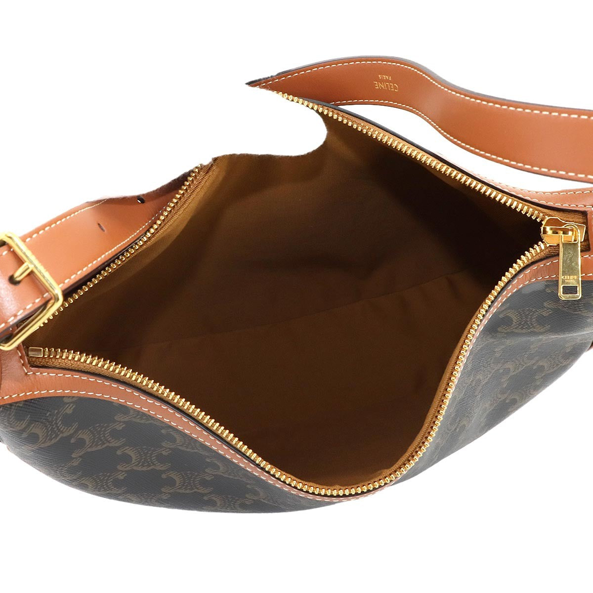 CELINE Triomphe Heloise Shoulder Bag Leather Tan 114712 Purse 902994766