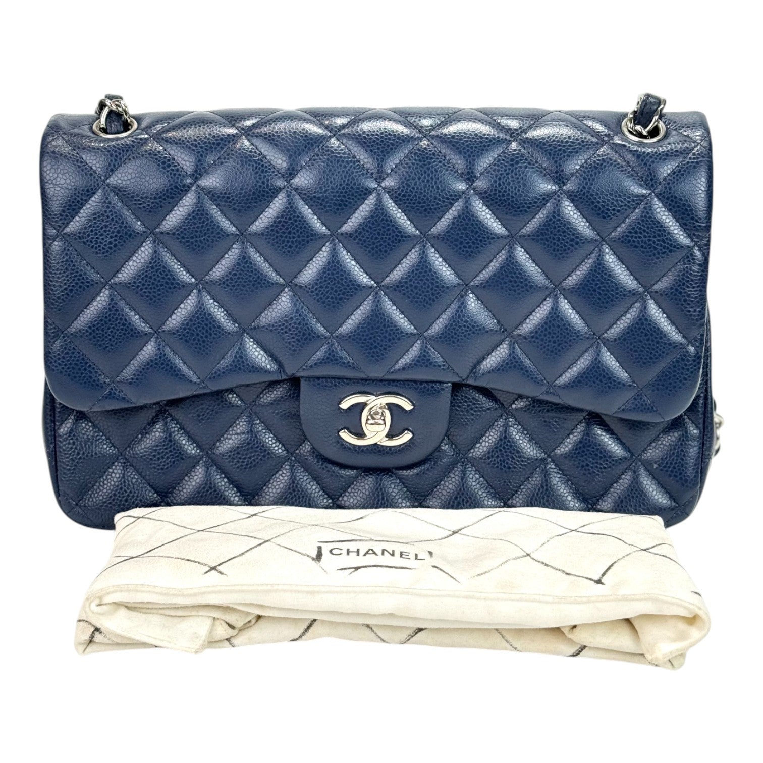 Chanel Classic Flap Jumbo Caviar Navy Bag