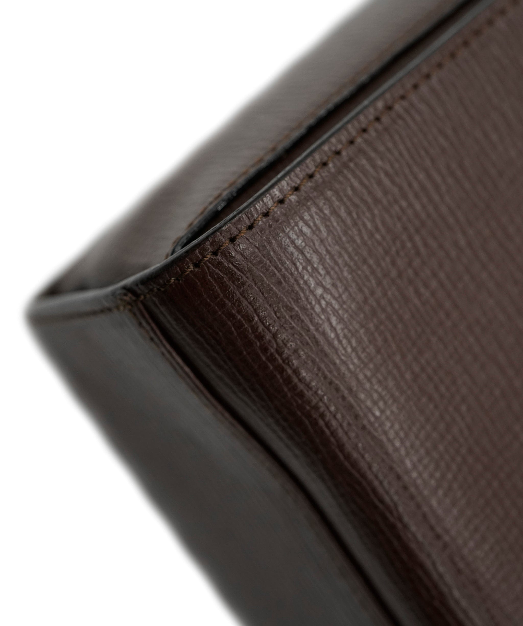 Celine Brown Vintage Celine Box Bag with Logo Gold Ring & Grained Leather DXBK0327