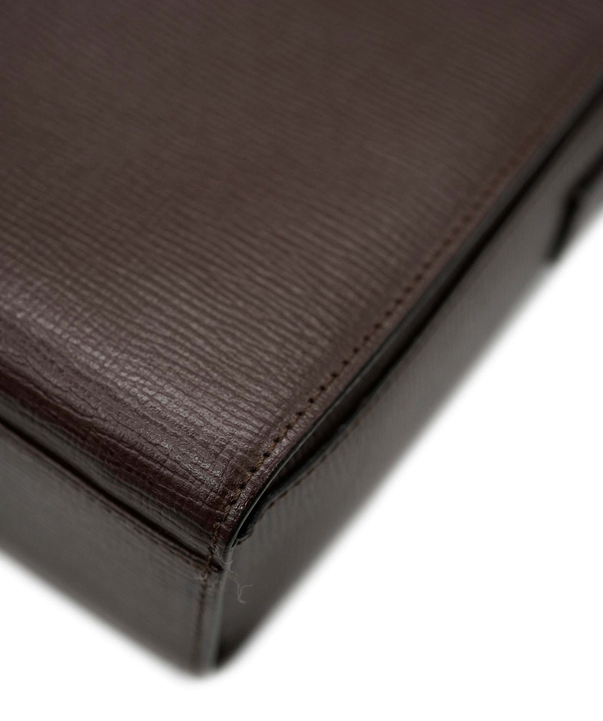 Celine Brown Vintage Celine Box Bag with Logo Gold Ring & Grained Leather DXBK0327