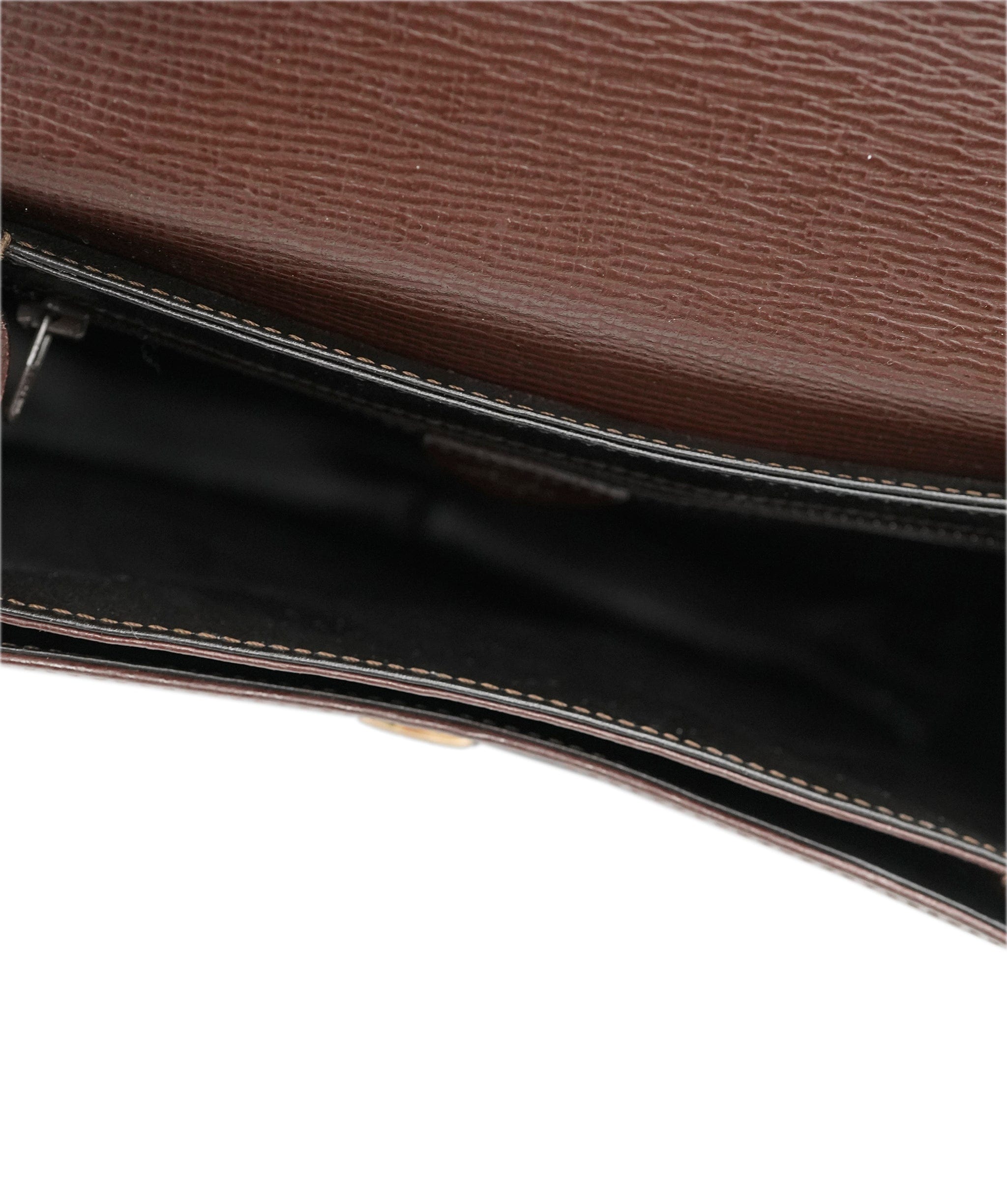 Celine Brown Vintage Celine Box Bag with Logo Gold Ring & Grained Leather DXBK0327