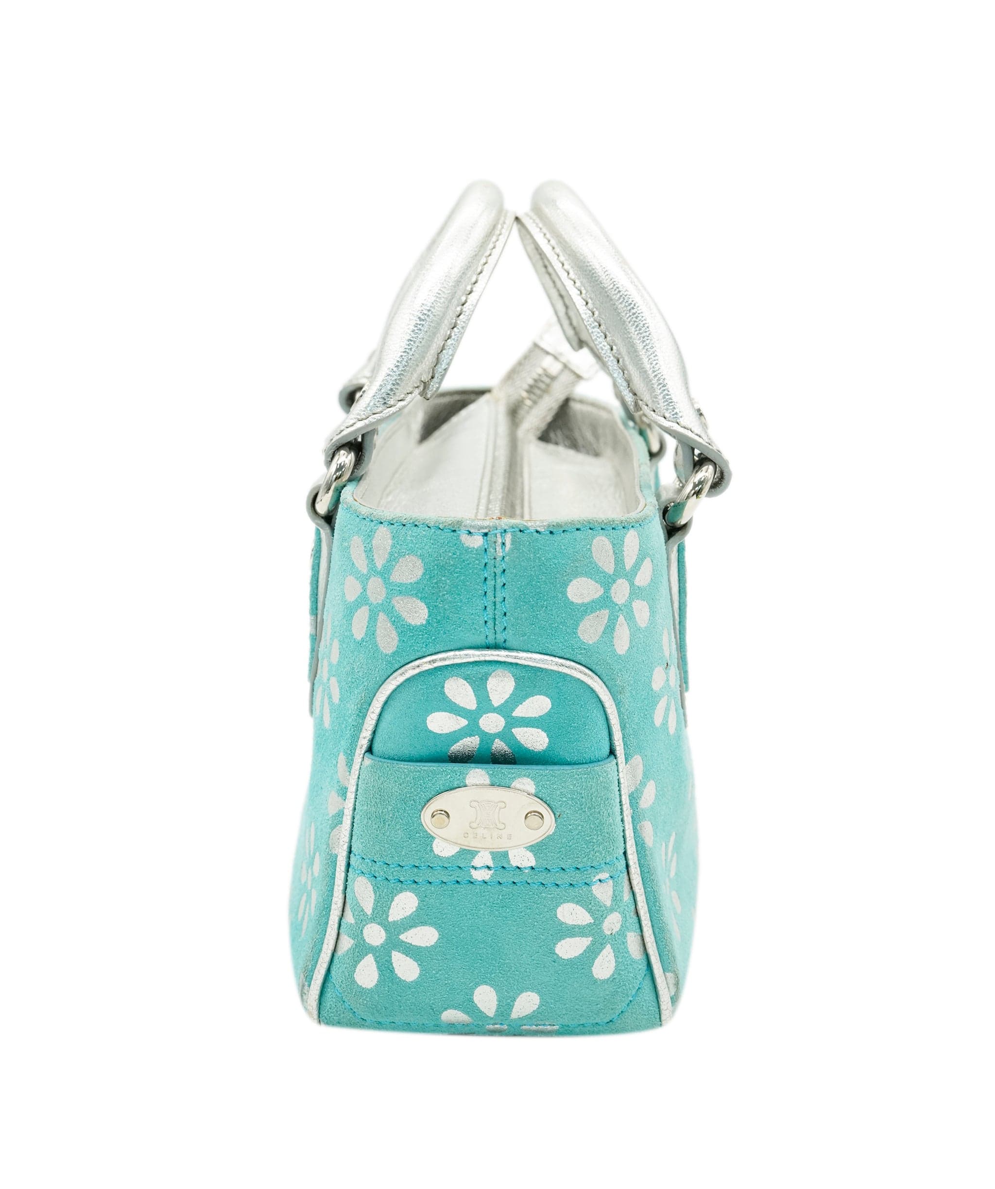 Celine CELINE Hand Bag Suede Light Blue Auth 65527 DBXS1661