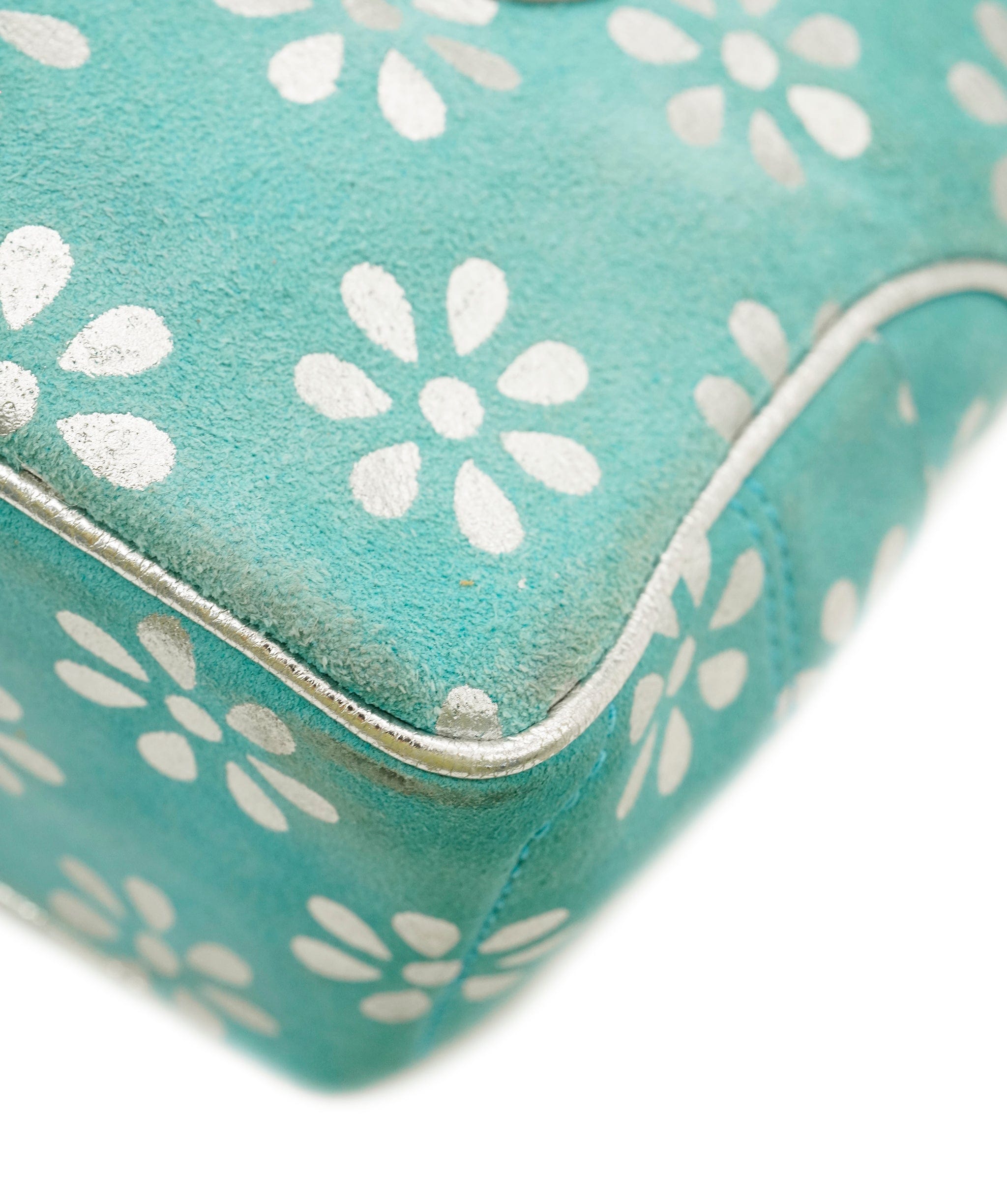 Celine CELINE Hand Bag Suede Light Blue Auth 65527 DBXS1661