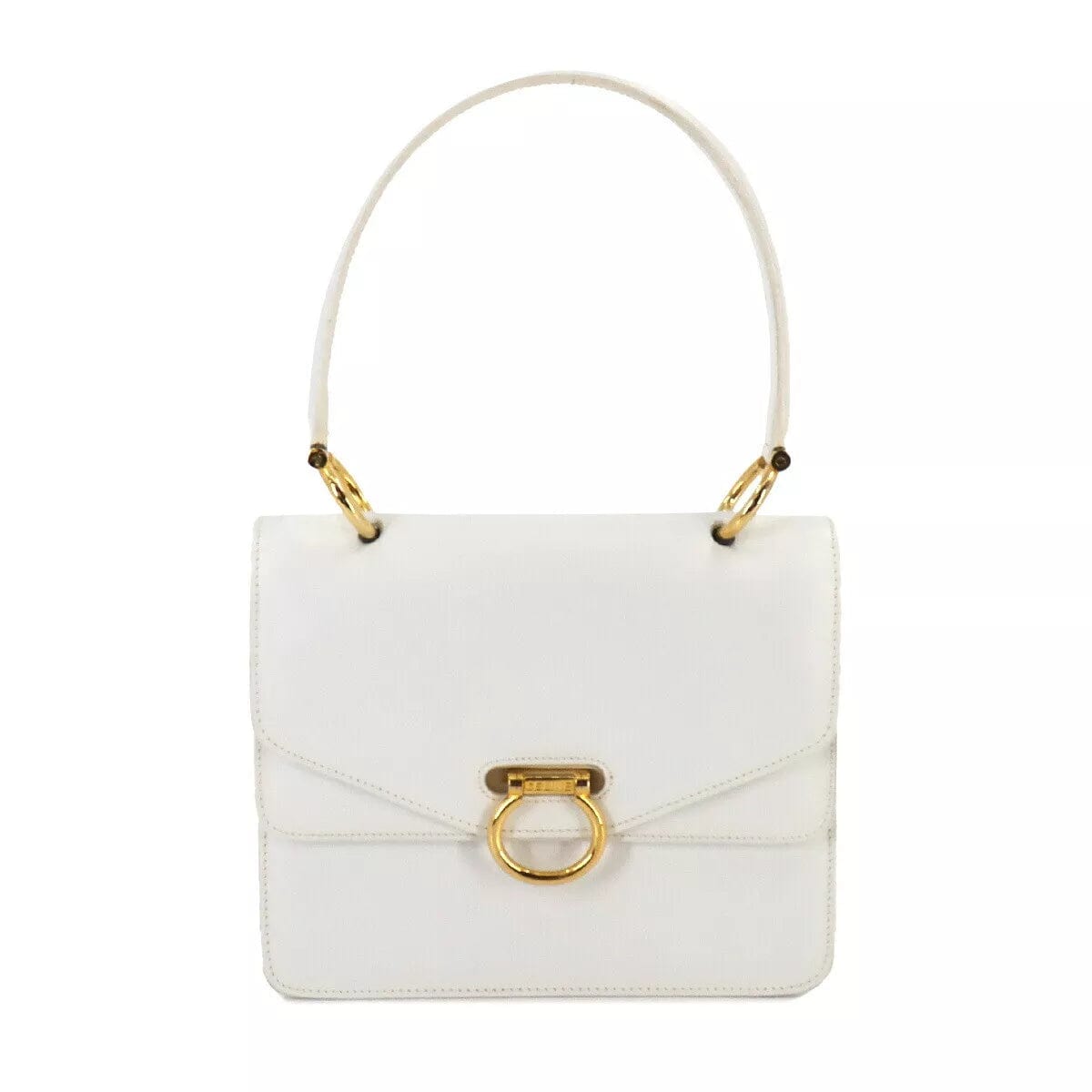 CELINE CELINE Gancini Hand Bag Leather White Vintage Purse 90245351