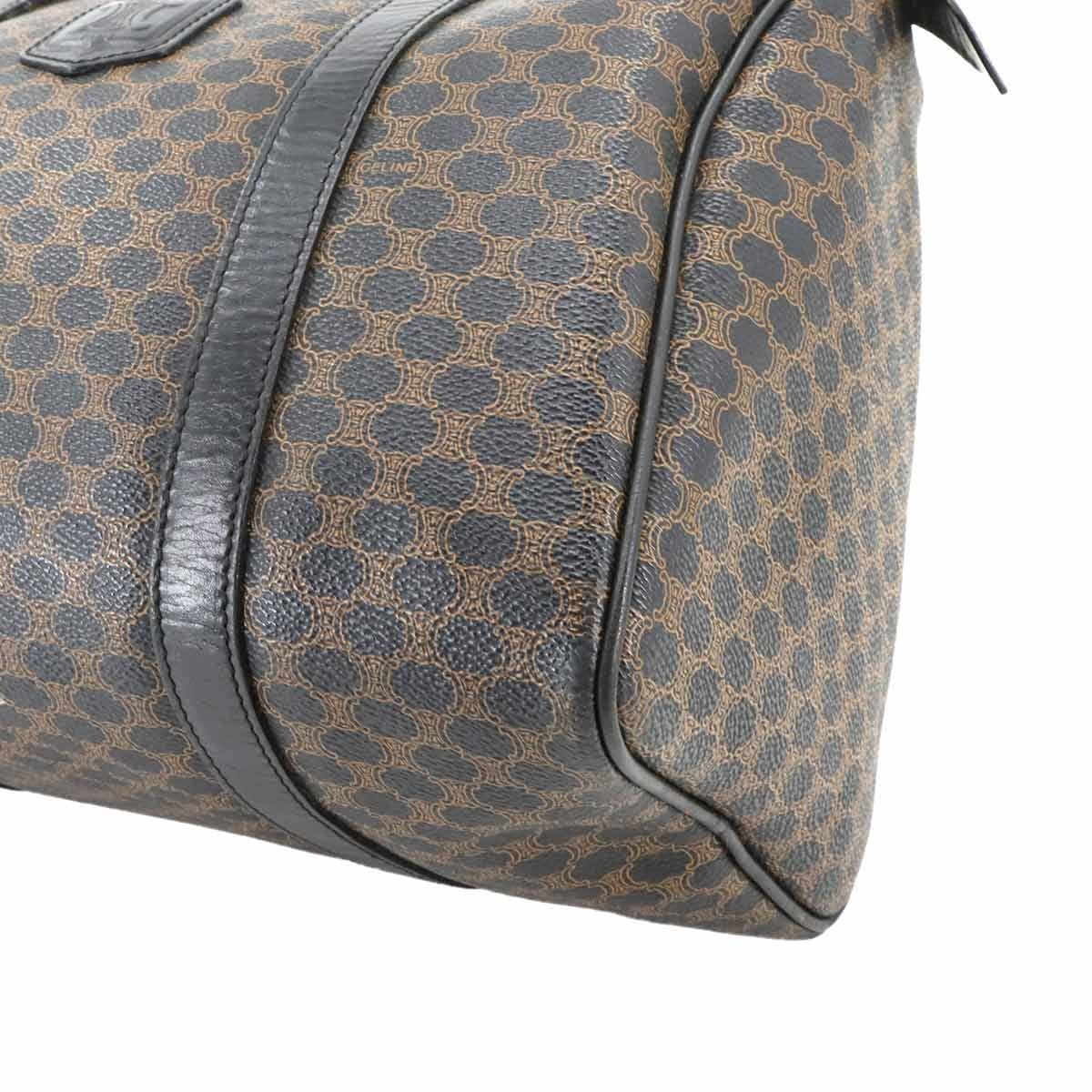 CELINE CELINE Macadam Boston Hand Bag PVC Leather Black Brown Purse 90297040