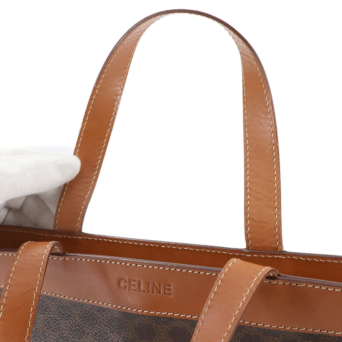 CELINE CELINE Macadam Hand Bag PVC Leather Brown Vintage 90297081