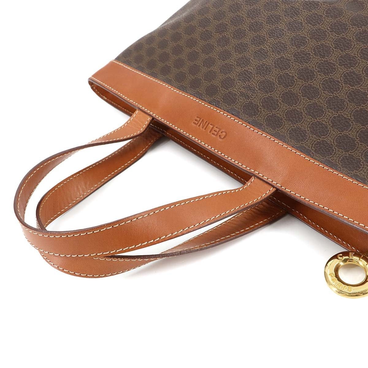 CELINE CELINE Macadam Hand Bag PVC Leather Brown Vintage 90297081