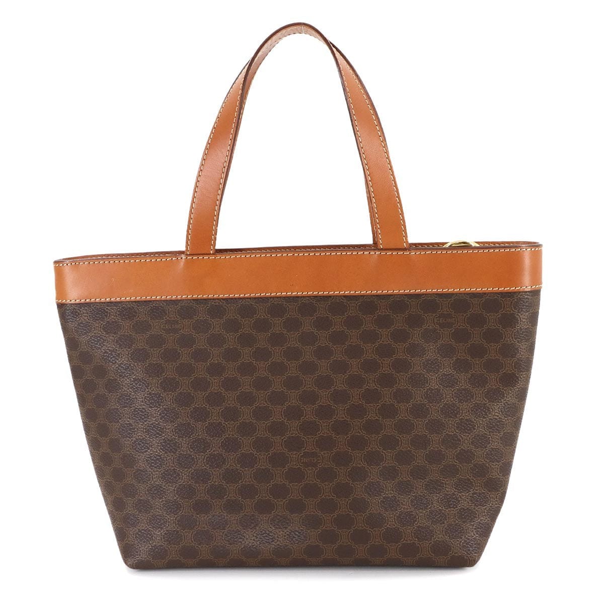 CELINE CELINE Macadam Hand Bag PVC Leather Brown Vintage 90297081