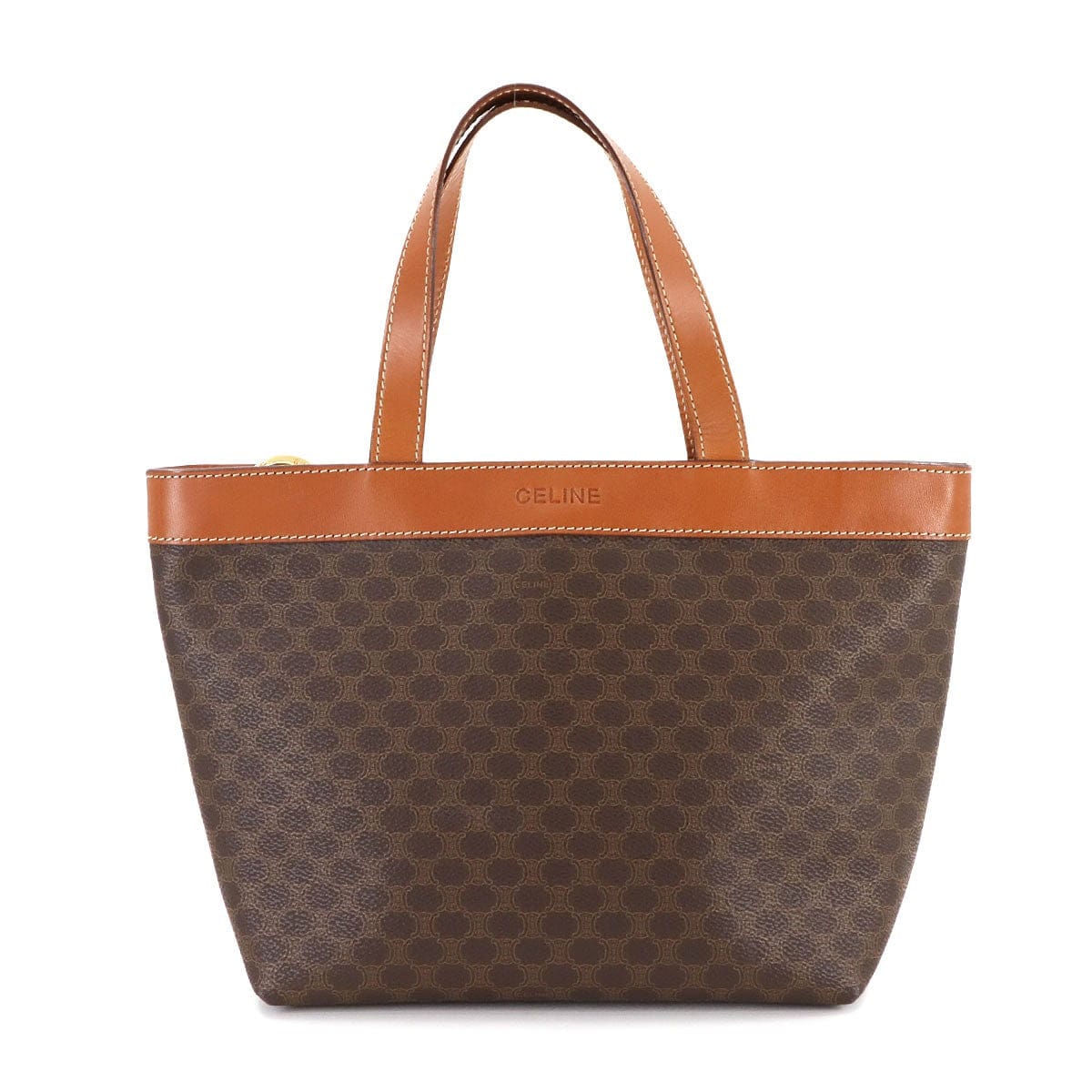 CELINE CELINE Macadam Hand Bag PVC Leather Brown Vintage 90297081