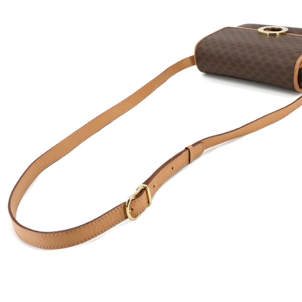 CELINE CELINE Macadam Shoulder Bag PVC Leather Brown Circle Logos Vintage 90299843