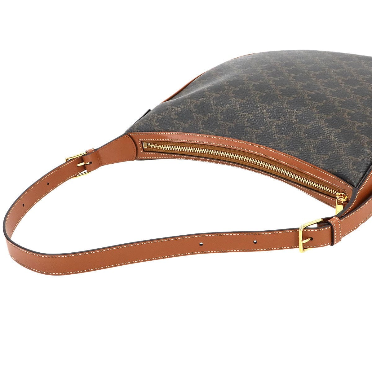 CELINE CELINE Triomphe Heloise Shoulder Bag Leather Tan 114712 Purse 90299476