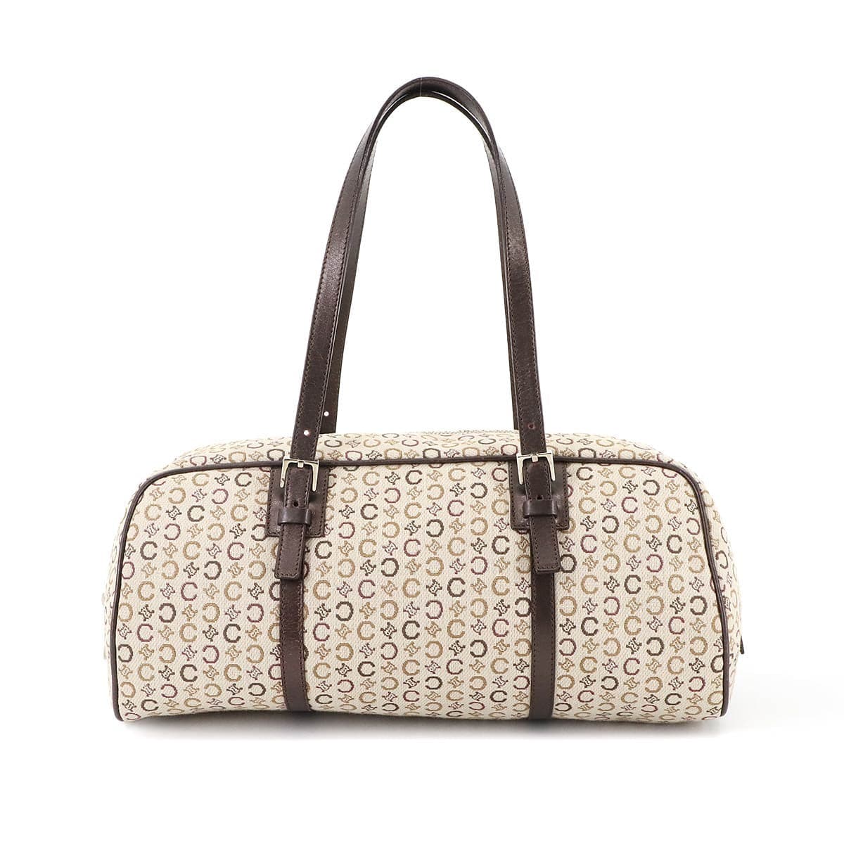 CELINE CELINE C Macadam Mini Boston Hand Bag Canvas Leather Beige Brown Purse 90295965