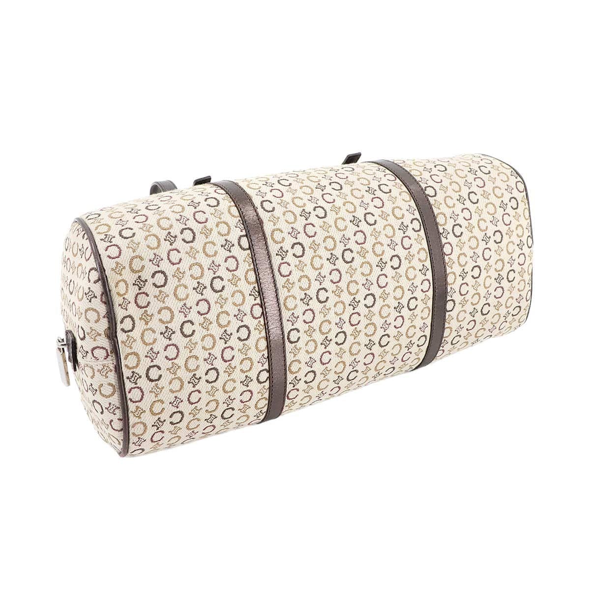 CELINE CELINE C Macadam Mini Boston Hand Bag Canvas Leather Beige Brown Purse 90295965