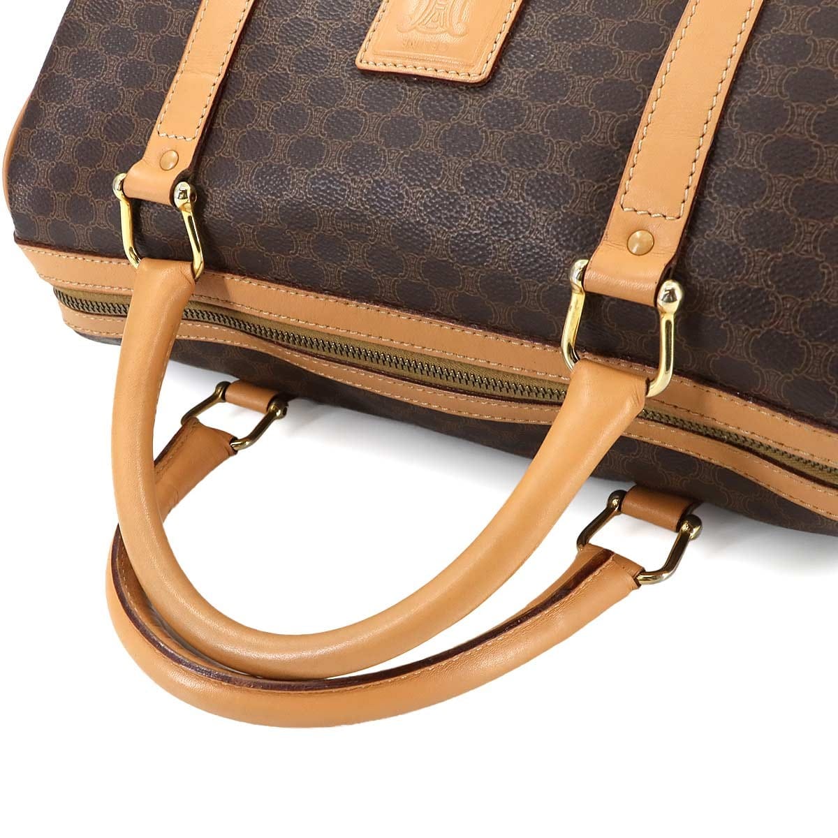 CELINE CELINE Macadam Boston Hand Bag PVC Leather Brown Purse 90289271