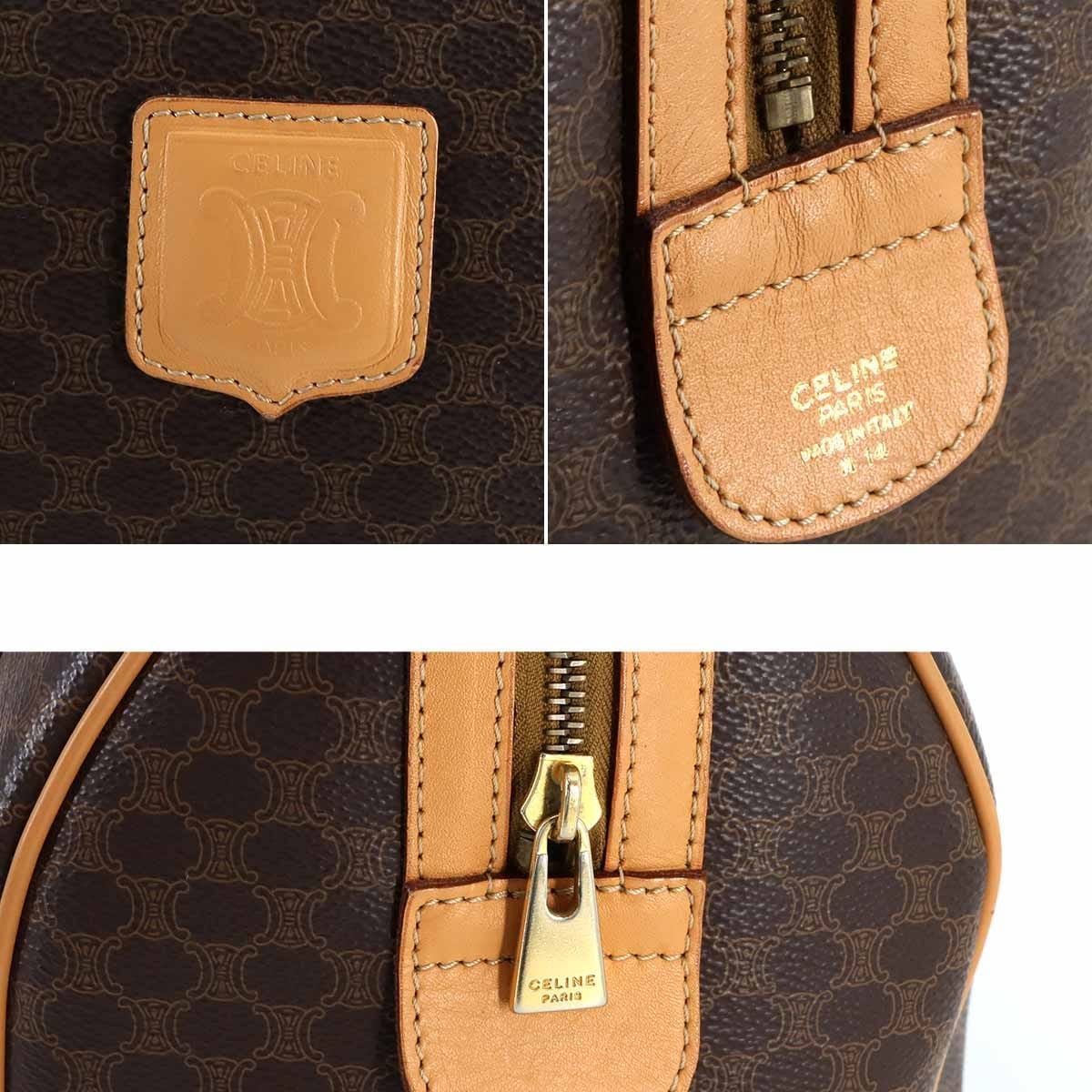 CELINE CELINE Macadam Boston Hand Bag PVC Leather Brown Purse 90289271