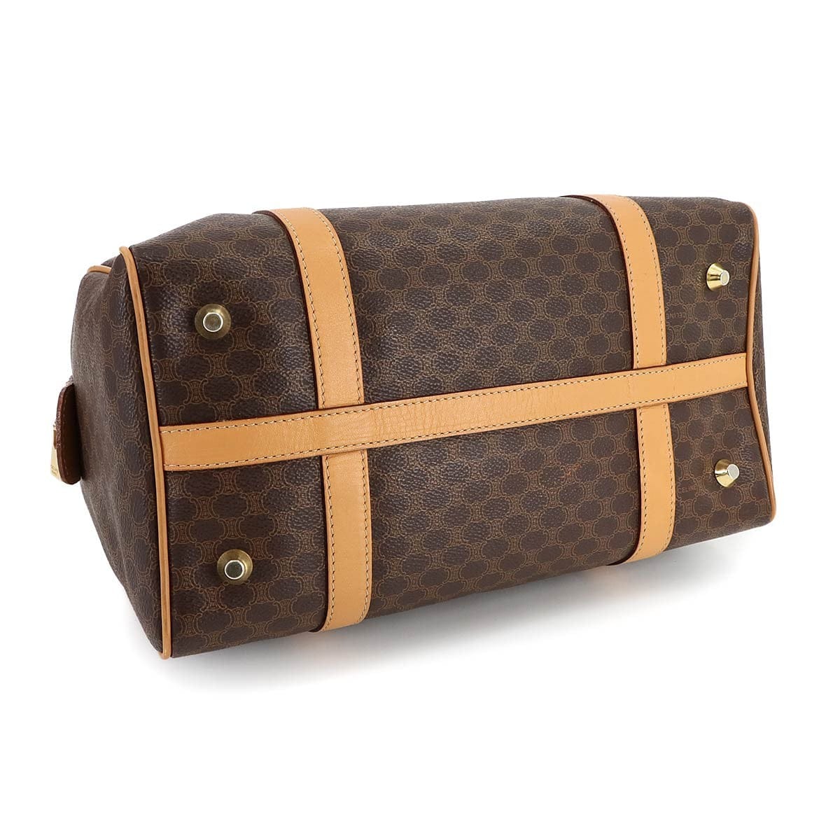 CELINE CELINE Macadam Boston Hand Bag PVC Leather Brown Purse 90289271