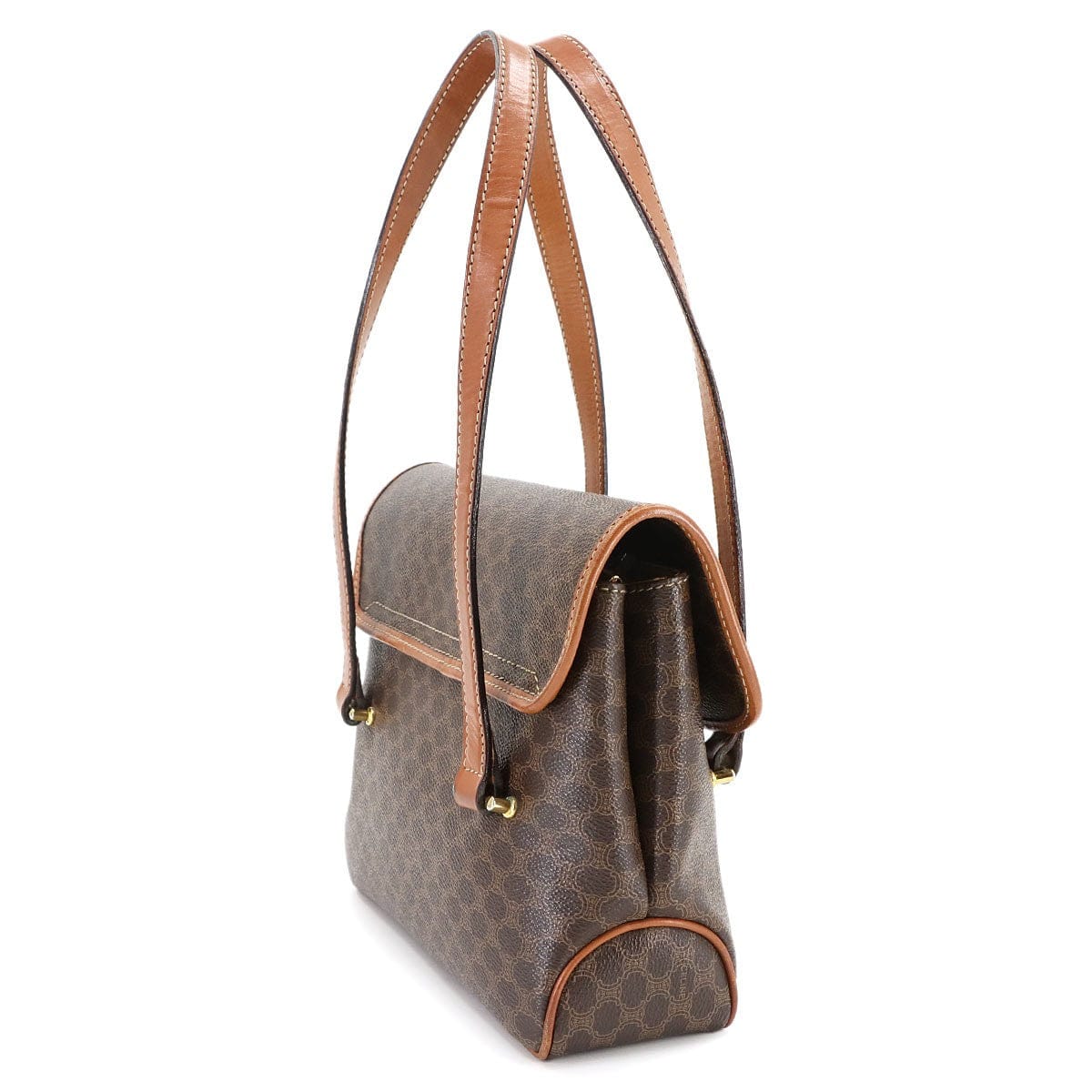 CELINE CELINE Macadam Hand Bag PVC Leather Brown Vintage 90297043