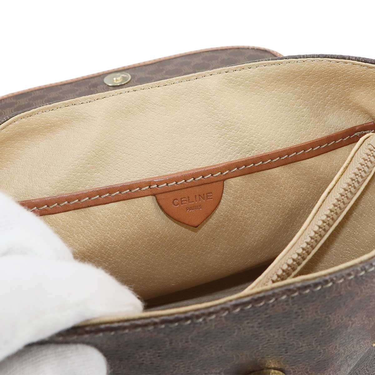 CELINE CELINE Macadam Hand Bag PVC Leather Brown Vintage 90297043