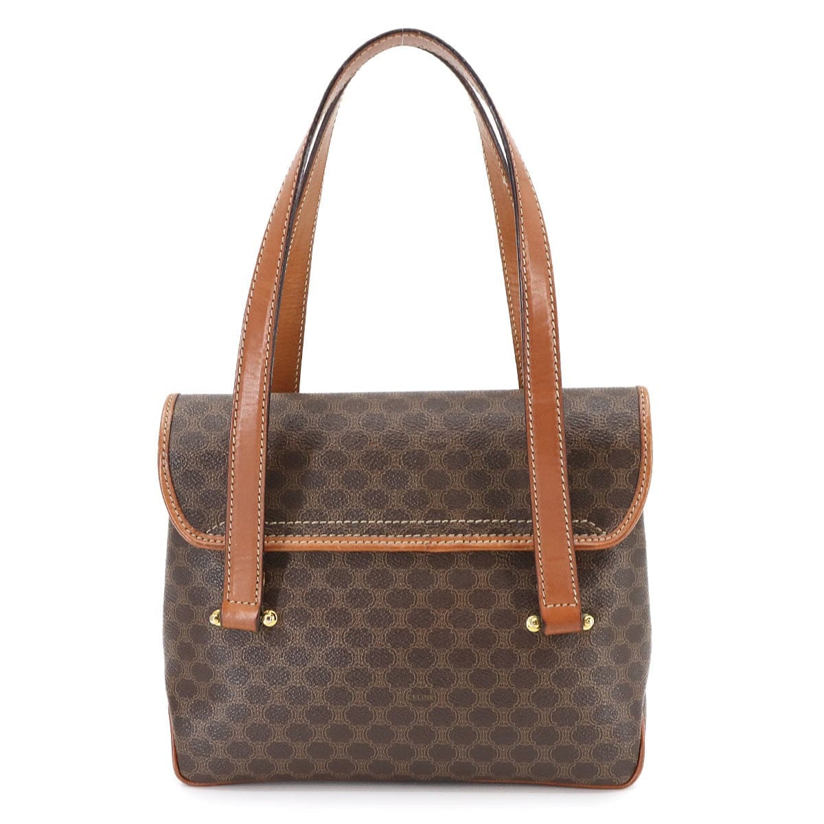 CELINE CELINE Macadam Hand Bag PVC Leather Brown Vintage 90297043