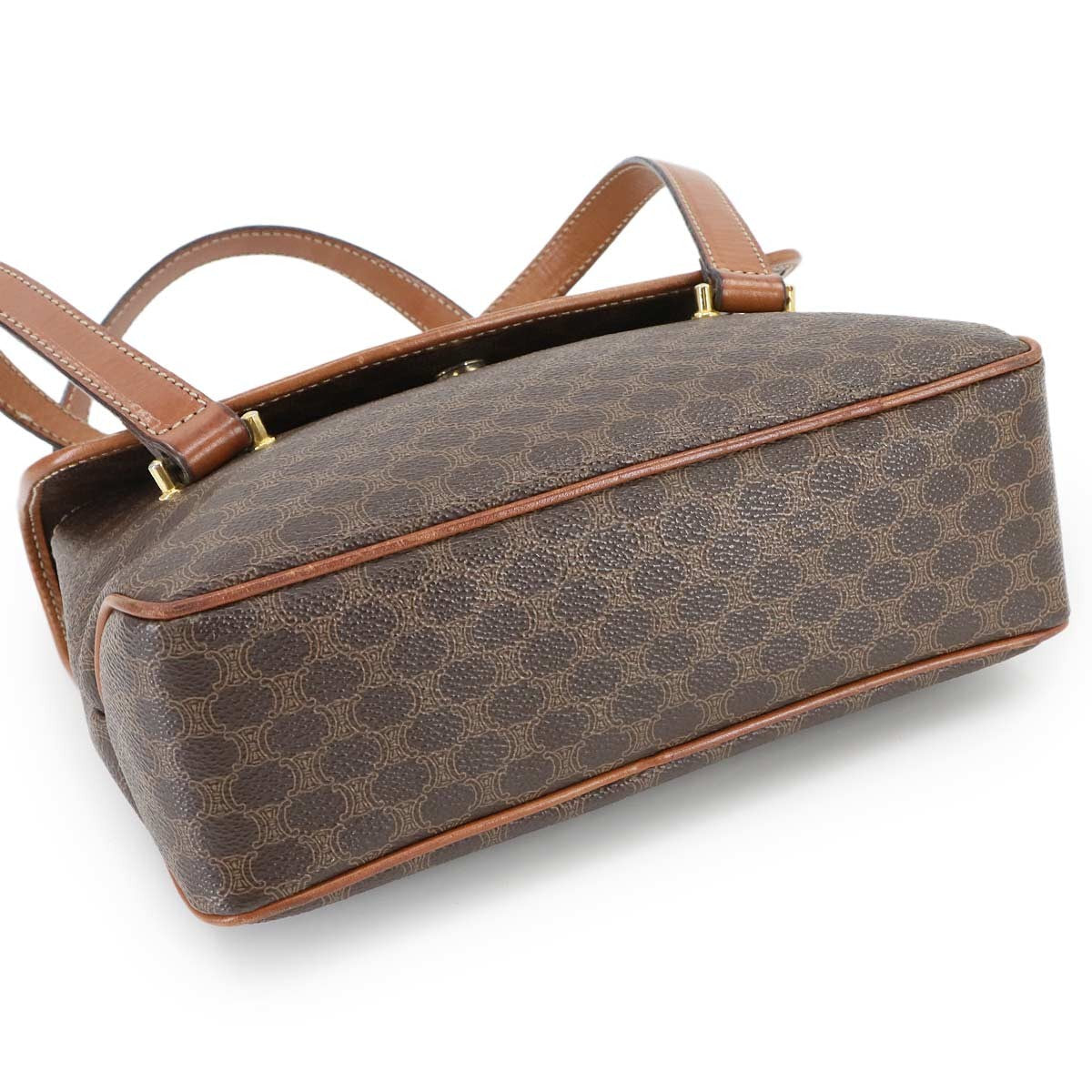 CELINE CELINE Macadam Hand Bag PVC Leather Brown Vintage 90297043