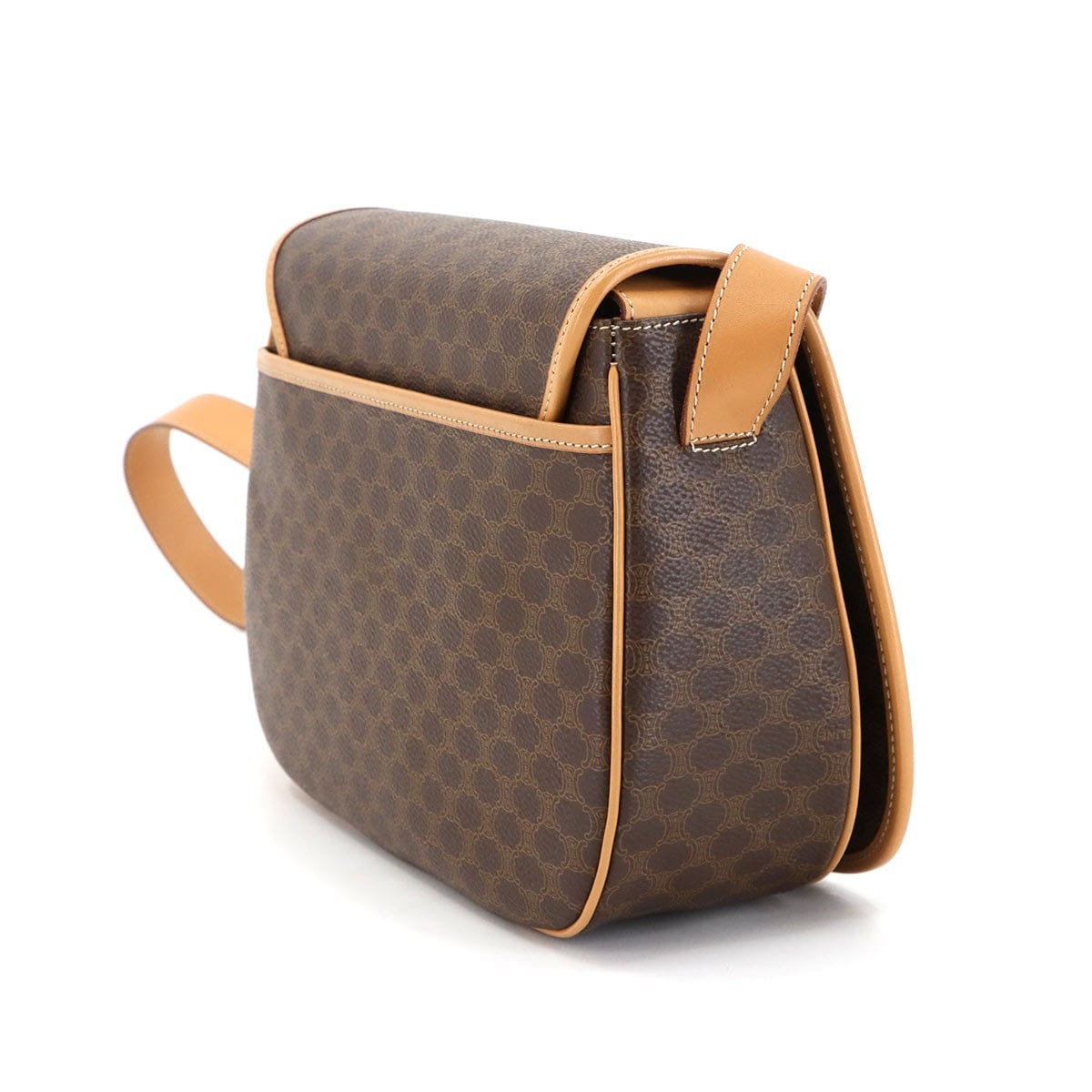 CELINE CELINE Macadam Shoulder Bag Leather PVC Brown Vintage Purse 90303011