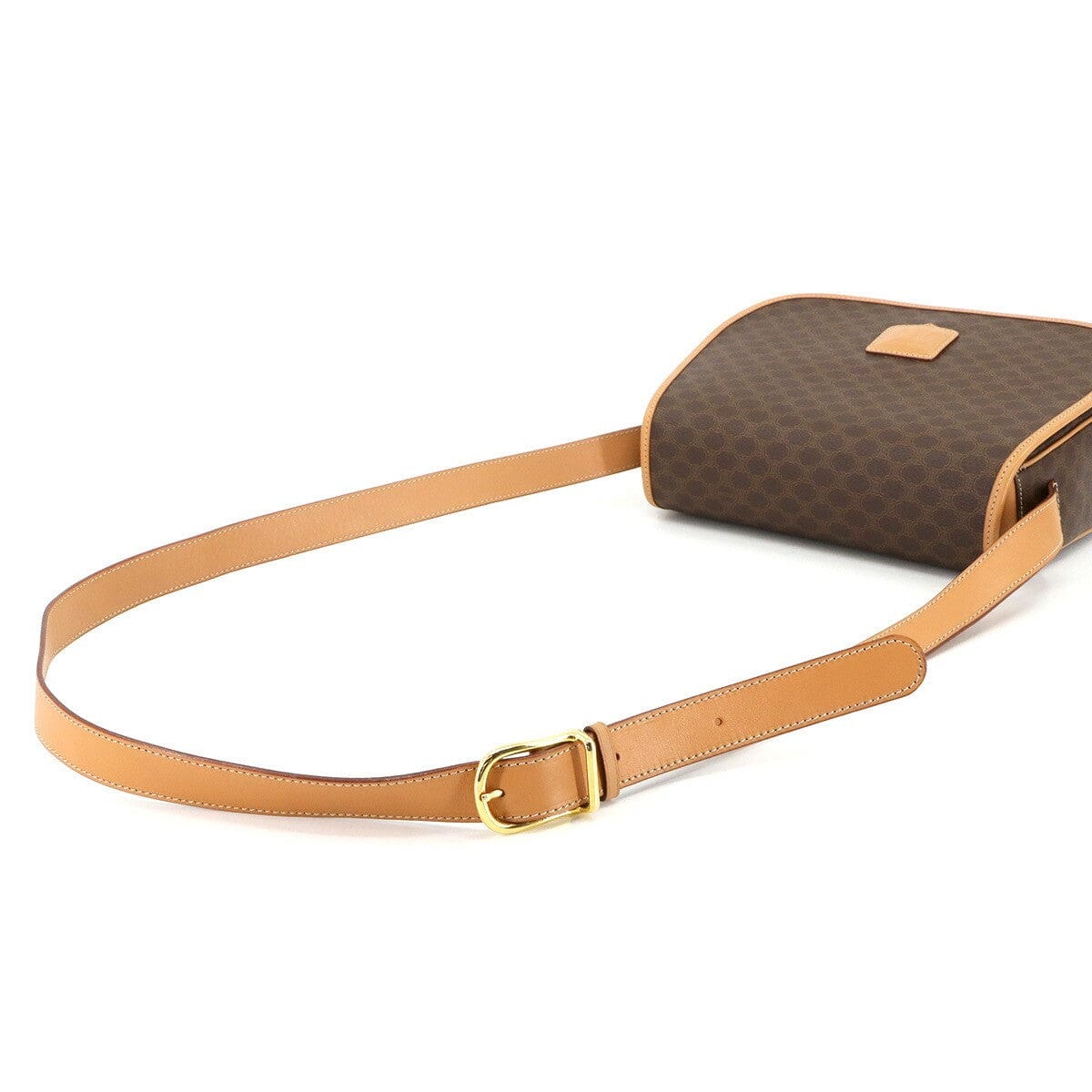 CELINE CELINE Macadam Shoulder Bag Leather PVC Brown Vintage Purse 90303011