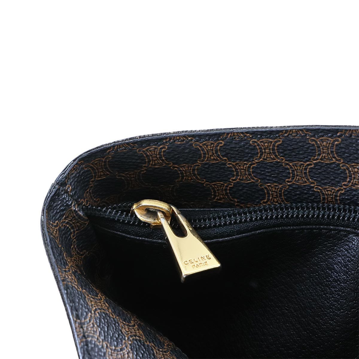 CELINE CELINE Macadam Shoulder Bag PVC Leather Black Brown Vintage Purse 90280882