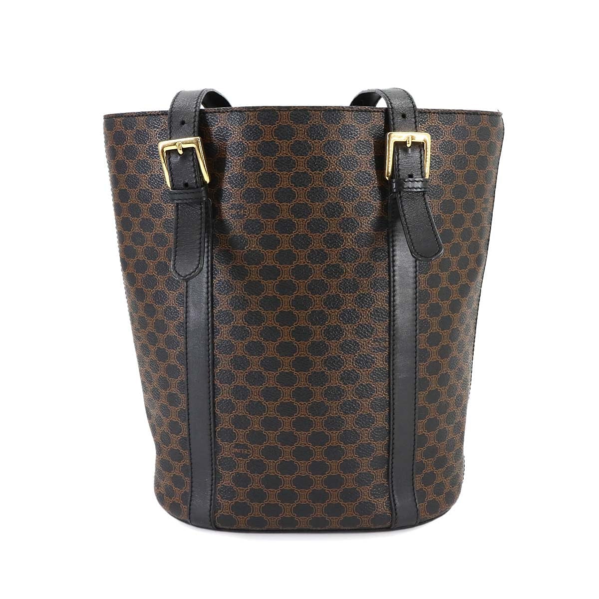 CELINE CELINE Macadam Shoulder Bag PVC Leather Black Brown Vintage Purse 90280882