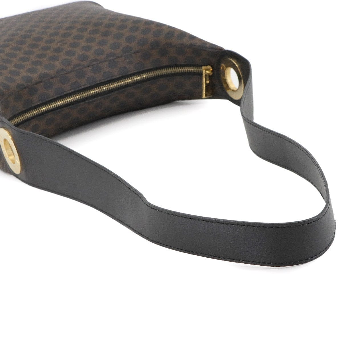 CELINE CELINE Macadam Shoulder Bag PVC Leather Black Brown Vintage Purse 90301217